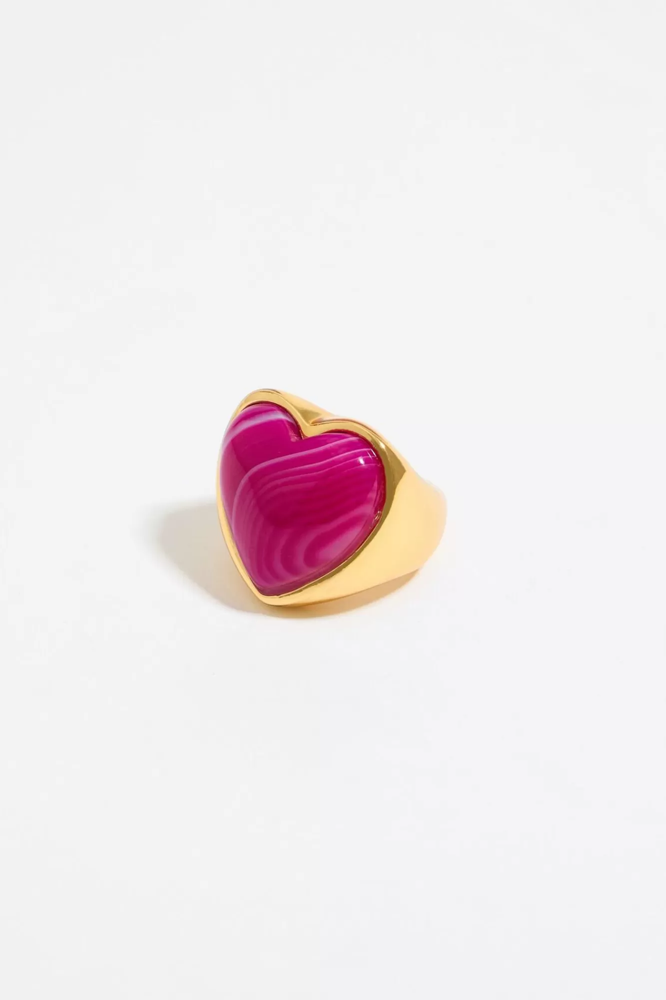 BIMBA Y LOLA Anillo Corazon Piedra Fucsia Hot