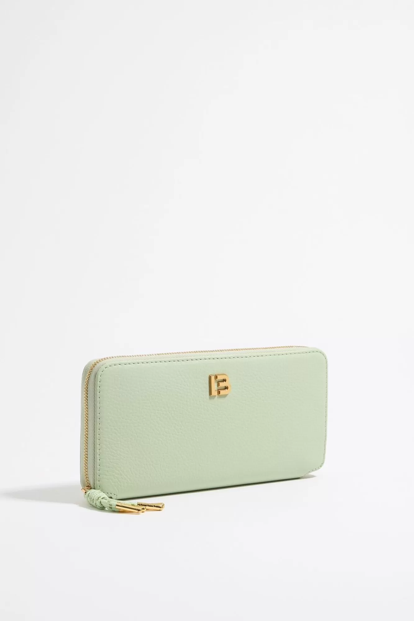 BIMBA Y LOLA Billetera Horizontal Con Cremallera Piel Verde Pastel New