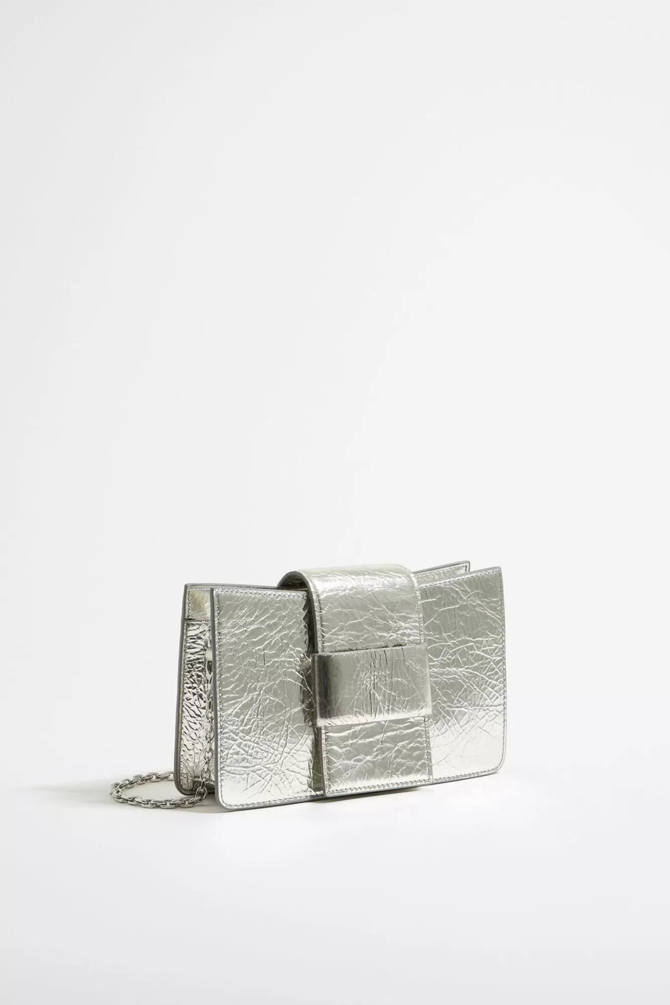 BIMBA Y LOLA Bolso Bandolera Mini Piel Plata Cheap