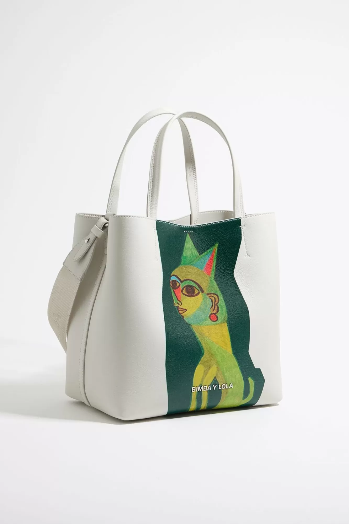 BIMBA Y LOLA Bolso Chihuahua X Ana Leovy Grande Piel Blanco Roto Flash Sale