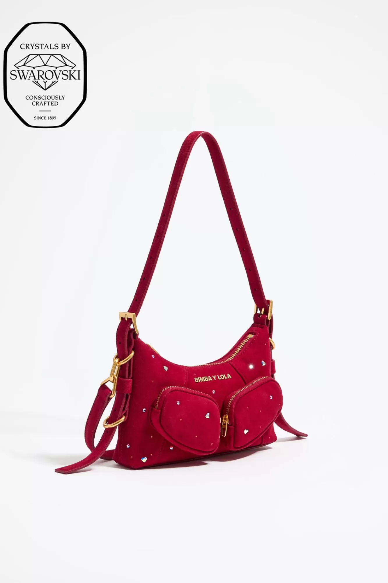 BIMBA Y LOLA Bolso Hobo Pocket Mini Piel Swarovski Rojo Best