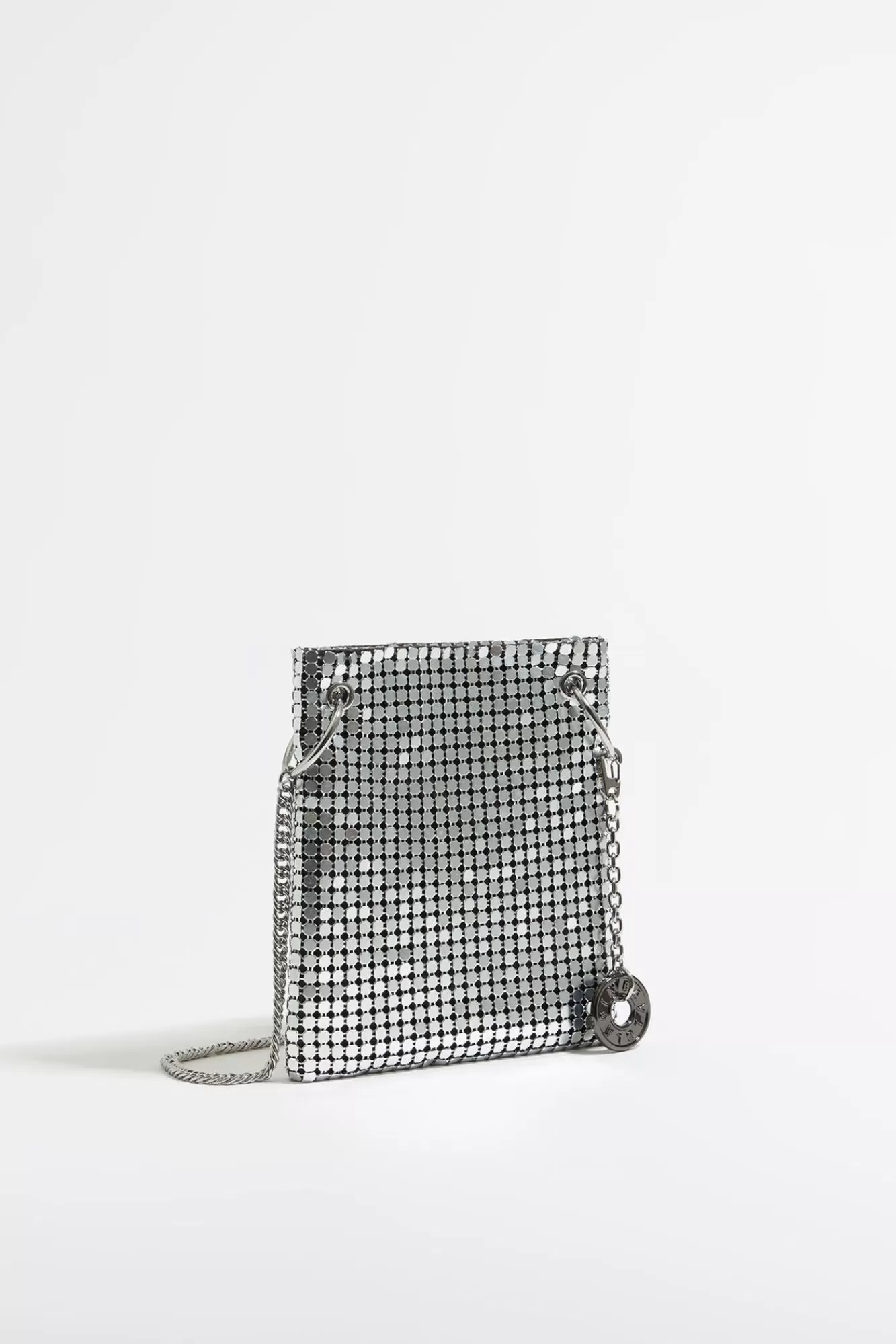 BIMBA Y LOLA Bolso Plano Mini Malla Metalica Plata Hot