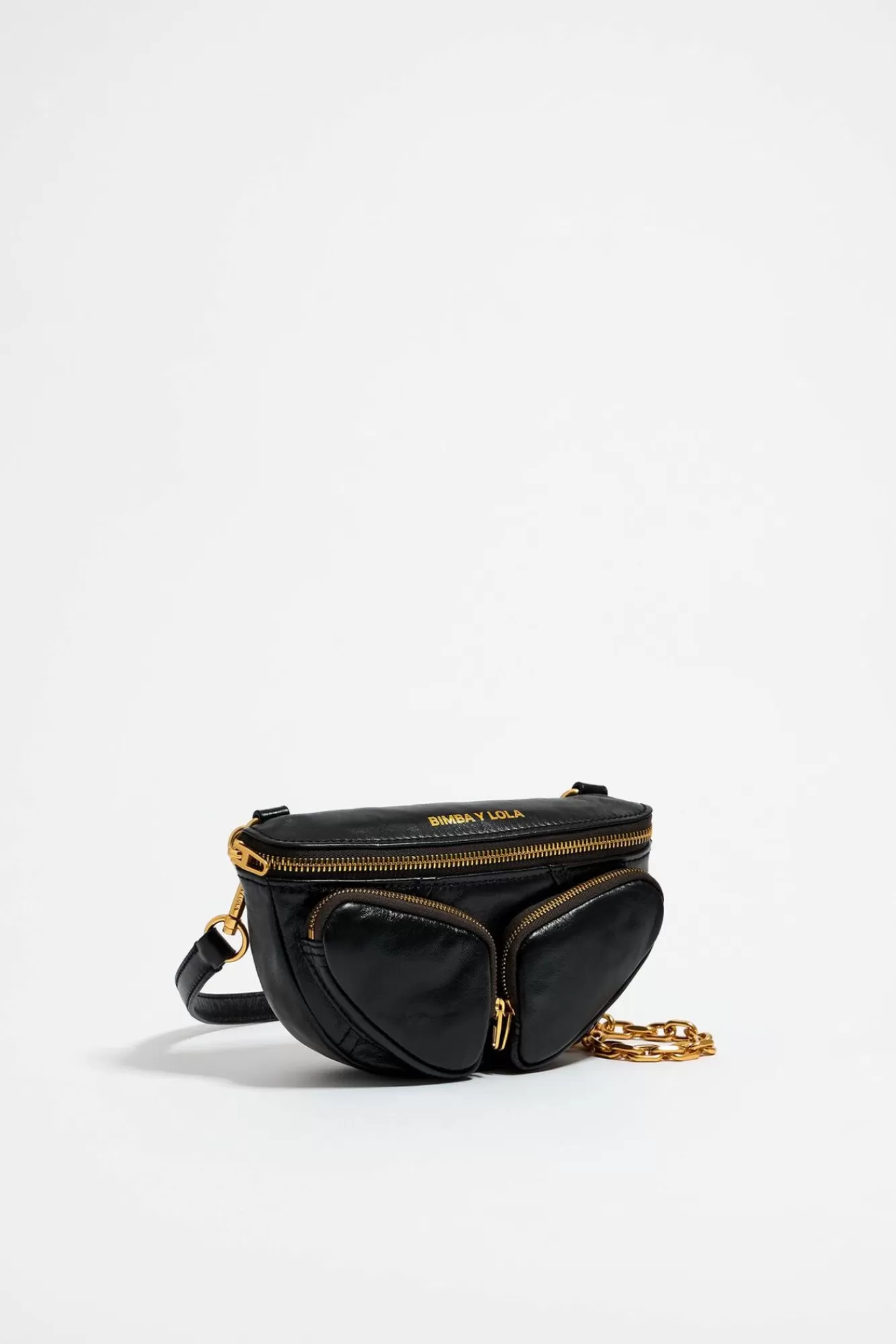 BIMBA Y LOLA Bolso Rinonera Pocket Mini Piel Negro New