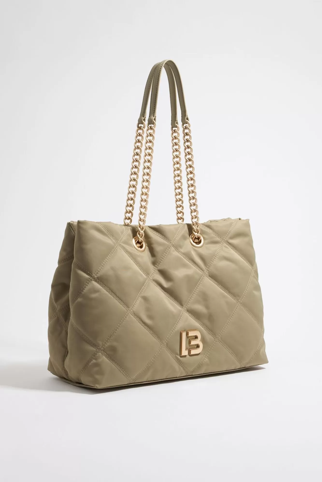 BIMBA Y LOLA Bolso Shopper Grande Nylon Acolchado Caqui Claro Outlet