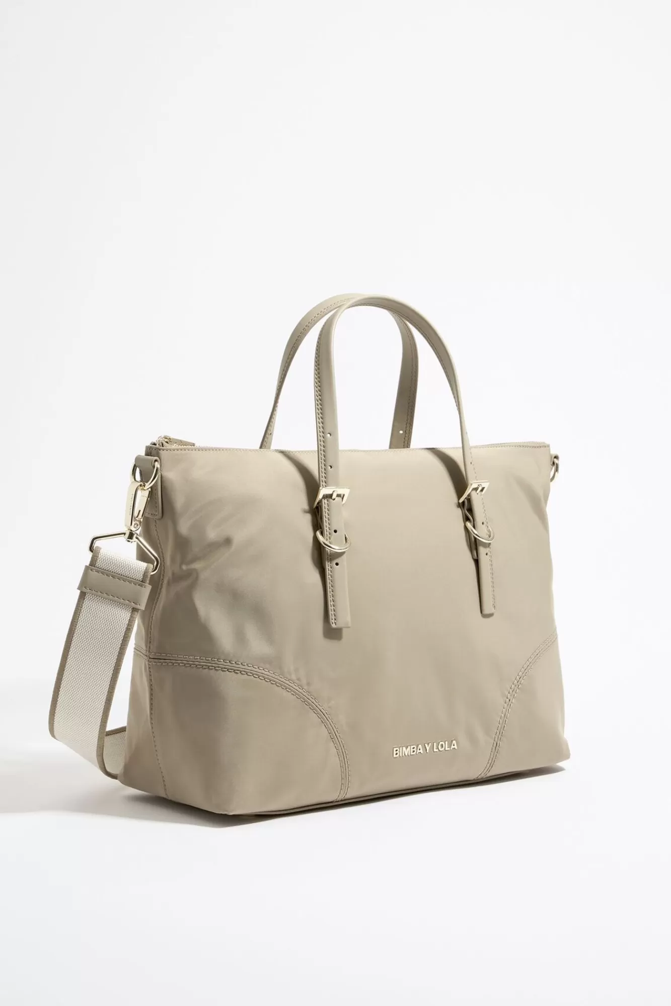 BIMBA Y LOLA Bolso Shopper Grande Nylon Caqui Claro Fashion