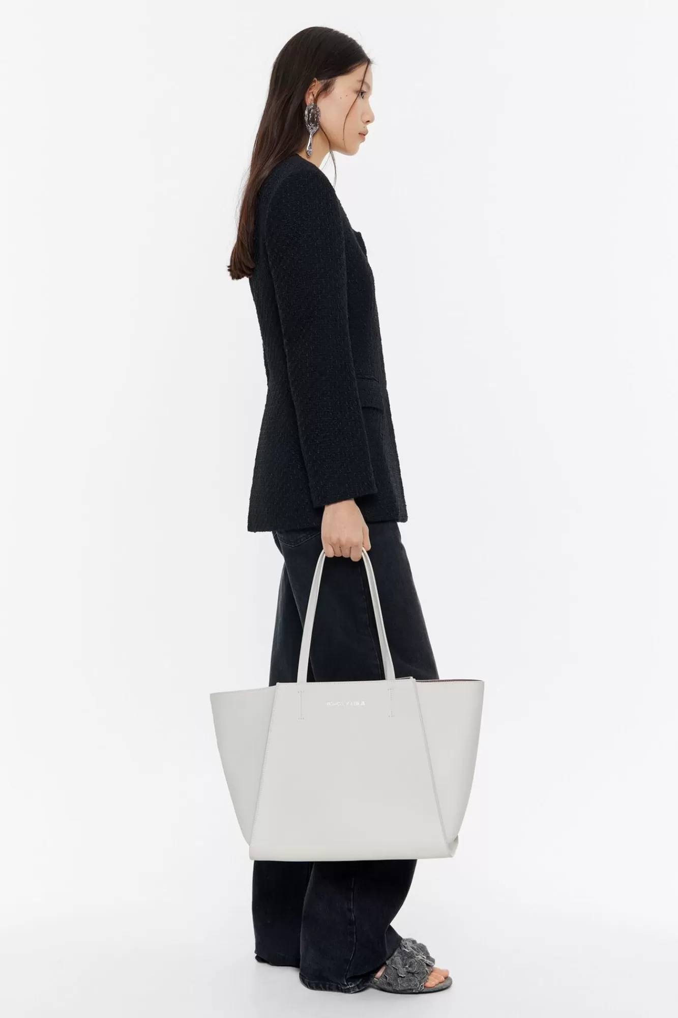 BIMBA Y LOLA Bolso Shopper Grande Piel Blanco Roto Discount