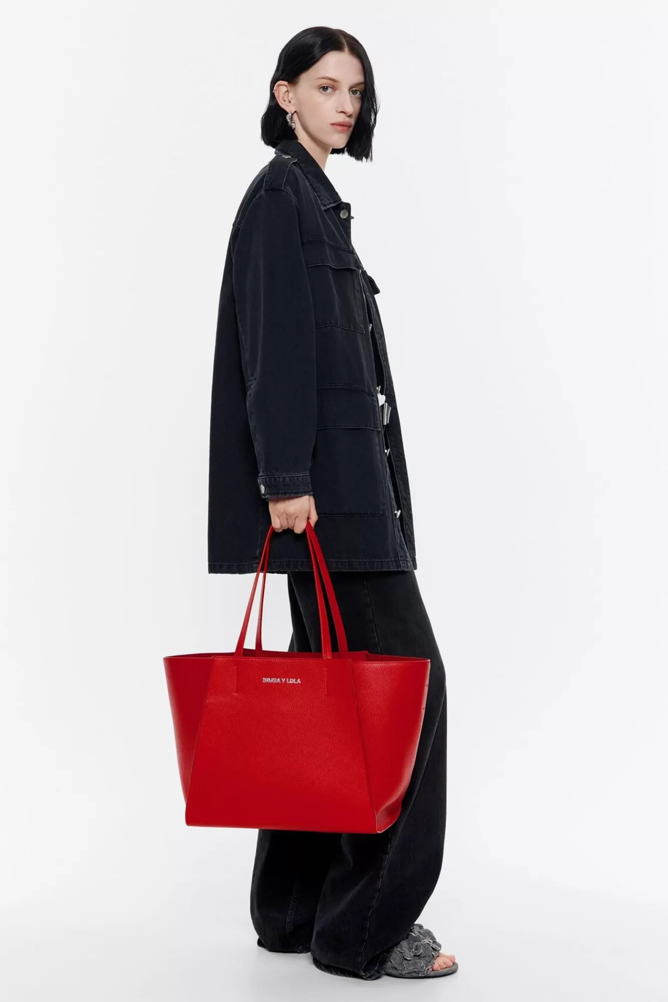 BIMBA Y LOLA Bolso Shopper Grande Piel Rojo Cheap