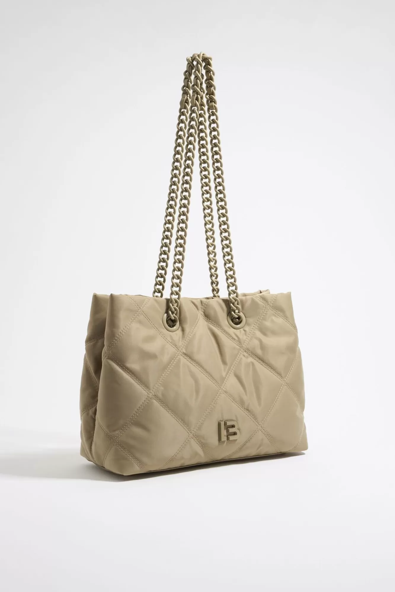 BIMBA Y LOLA Bolso Shopper Mediano Nylon Acolchado Caqui Claro Best