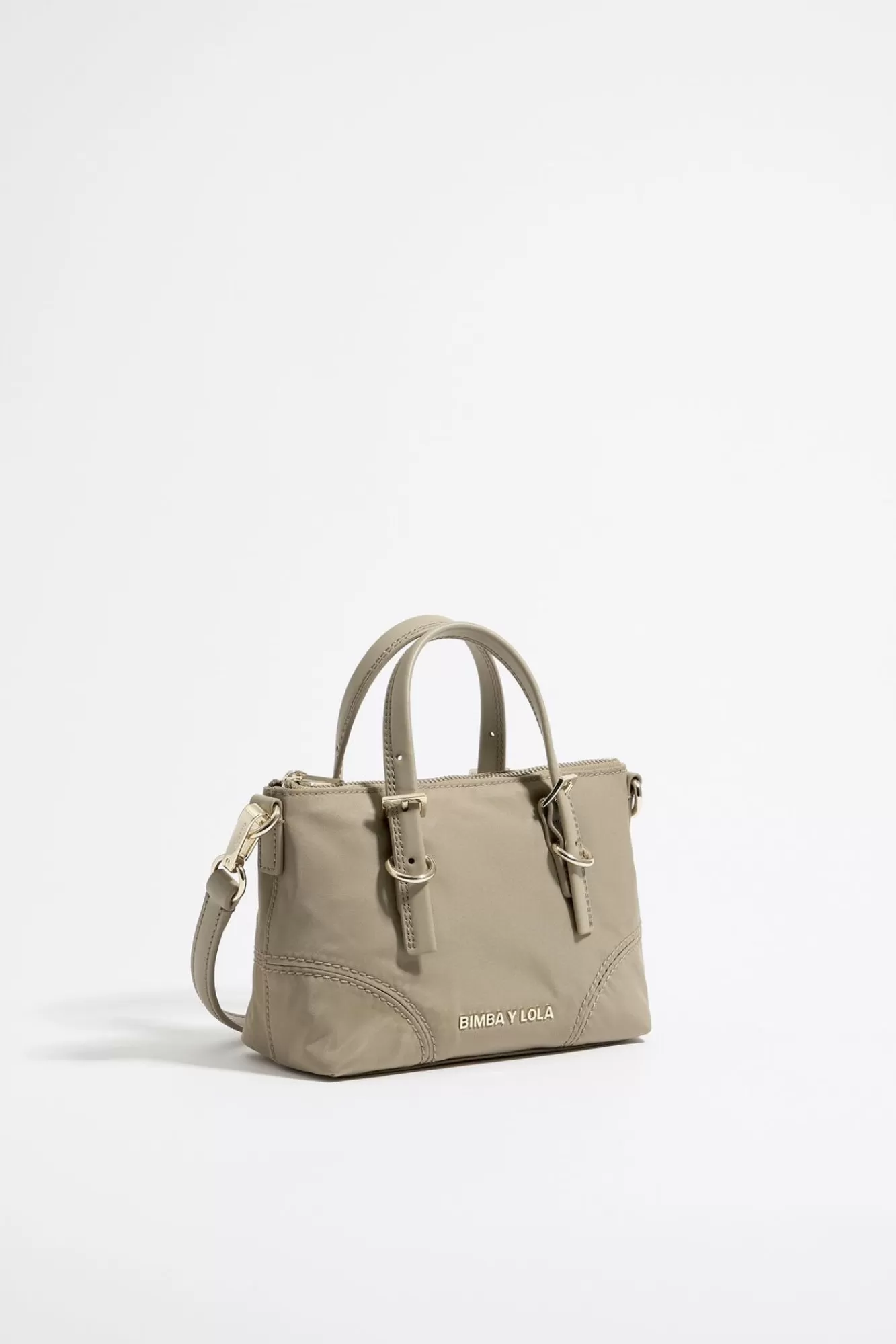 BIMBA Y LOLA Bolso Shopper Mini Nylon Caqui Claro Outlet