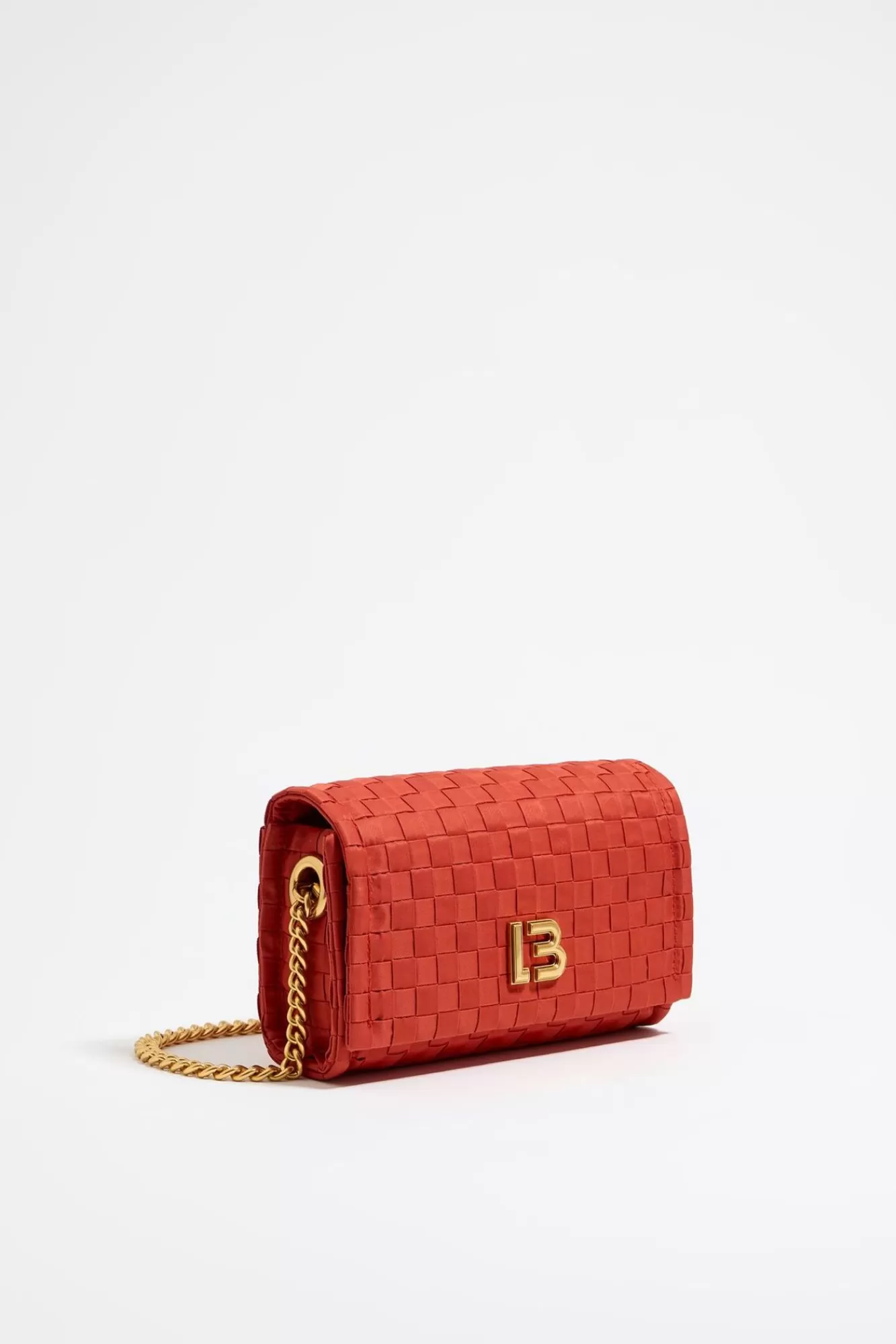 BIMBA Y LOLA Bolso Solapa Mini Nylon Trenzado Coral New