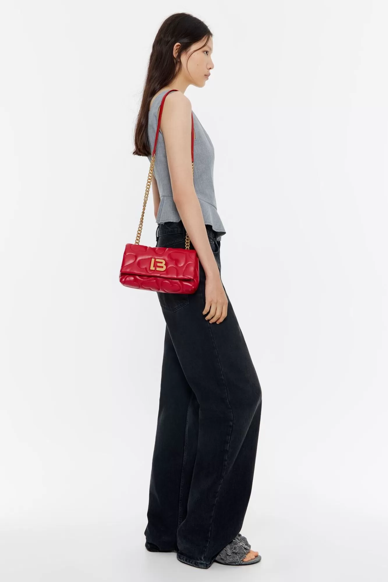 BIMBA Y LOLA Bolso Solapa Pequeno Piel Napa Rojo Cheap