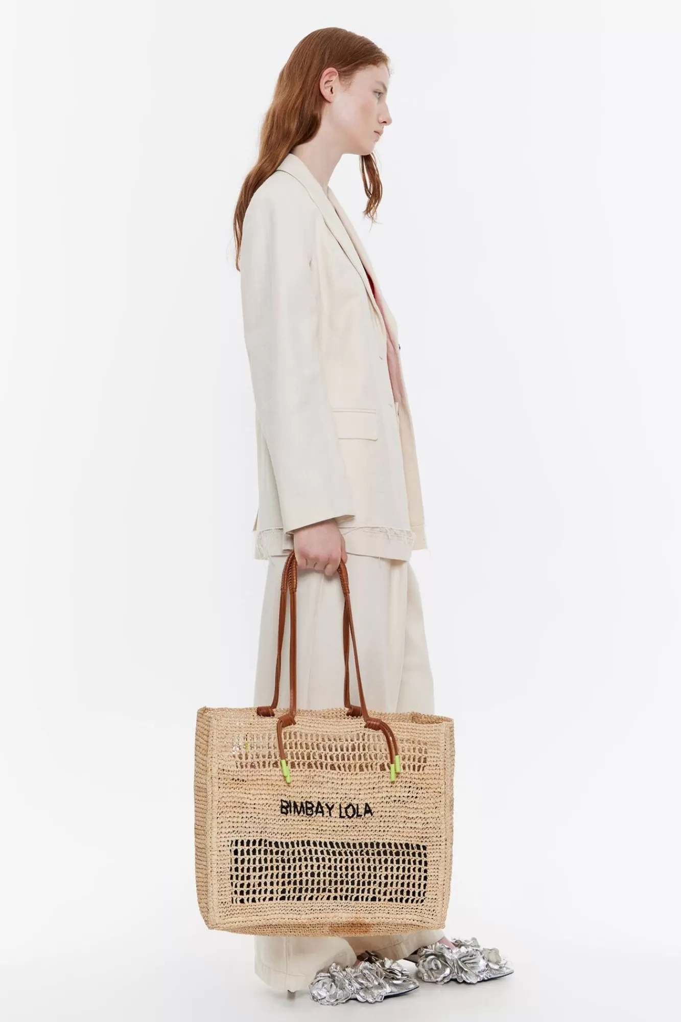 BIMBA Y LOLA Bolso Tote Maxi Rafia Natural Hot