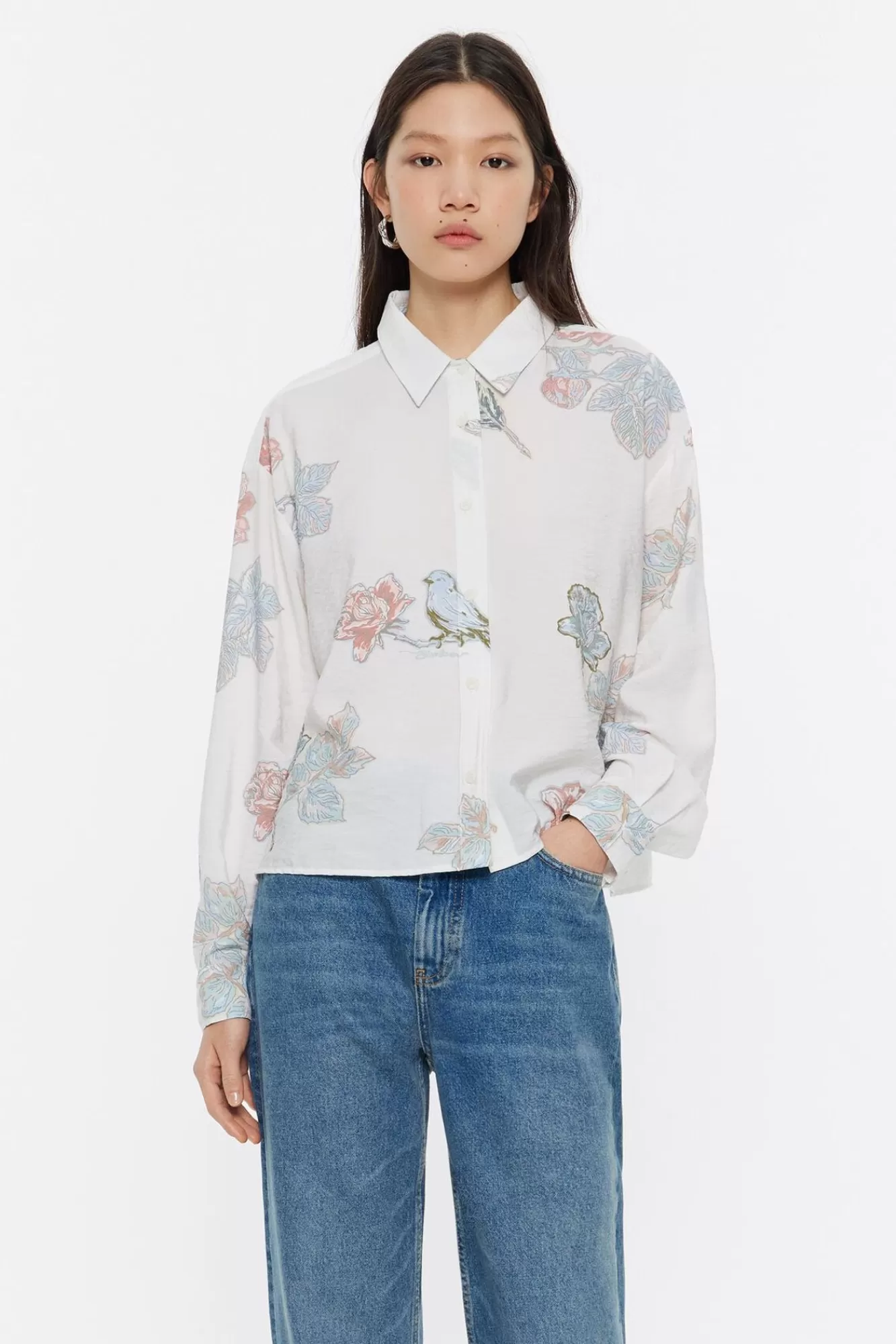 BIMBA Y LOLA Camisa Boxy Birds Marfil Flash Sale