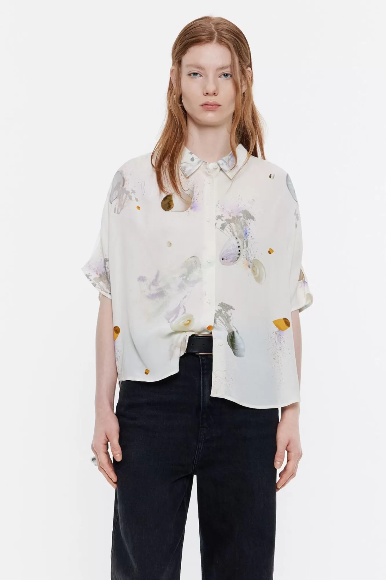 BIMBA Y LOLA Camisa Capa Corta Waves Marfil Sale