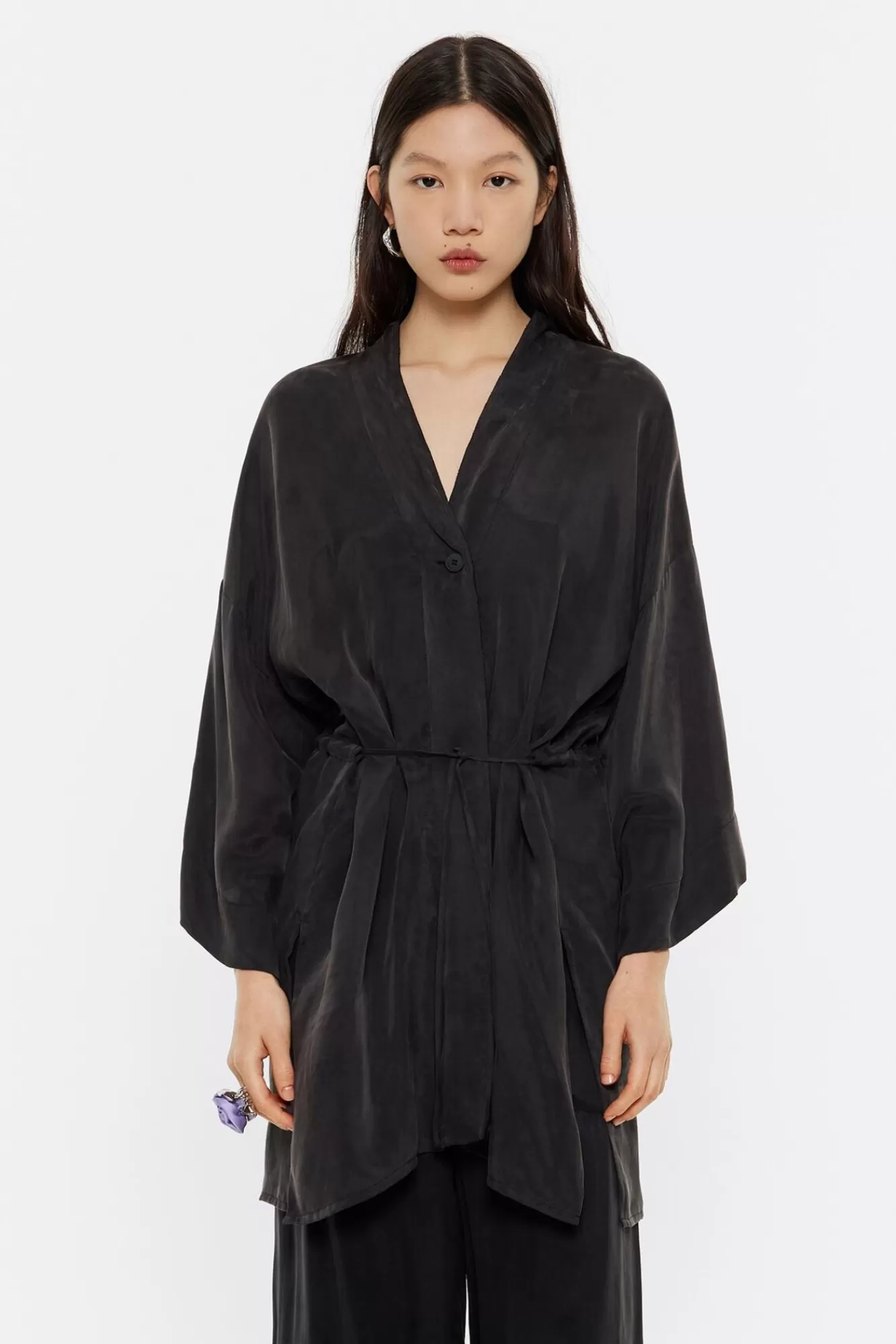 BIMBA Y LOLA Camisa Kimono Larga Negra Store