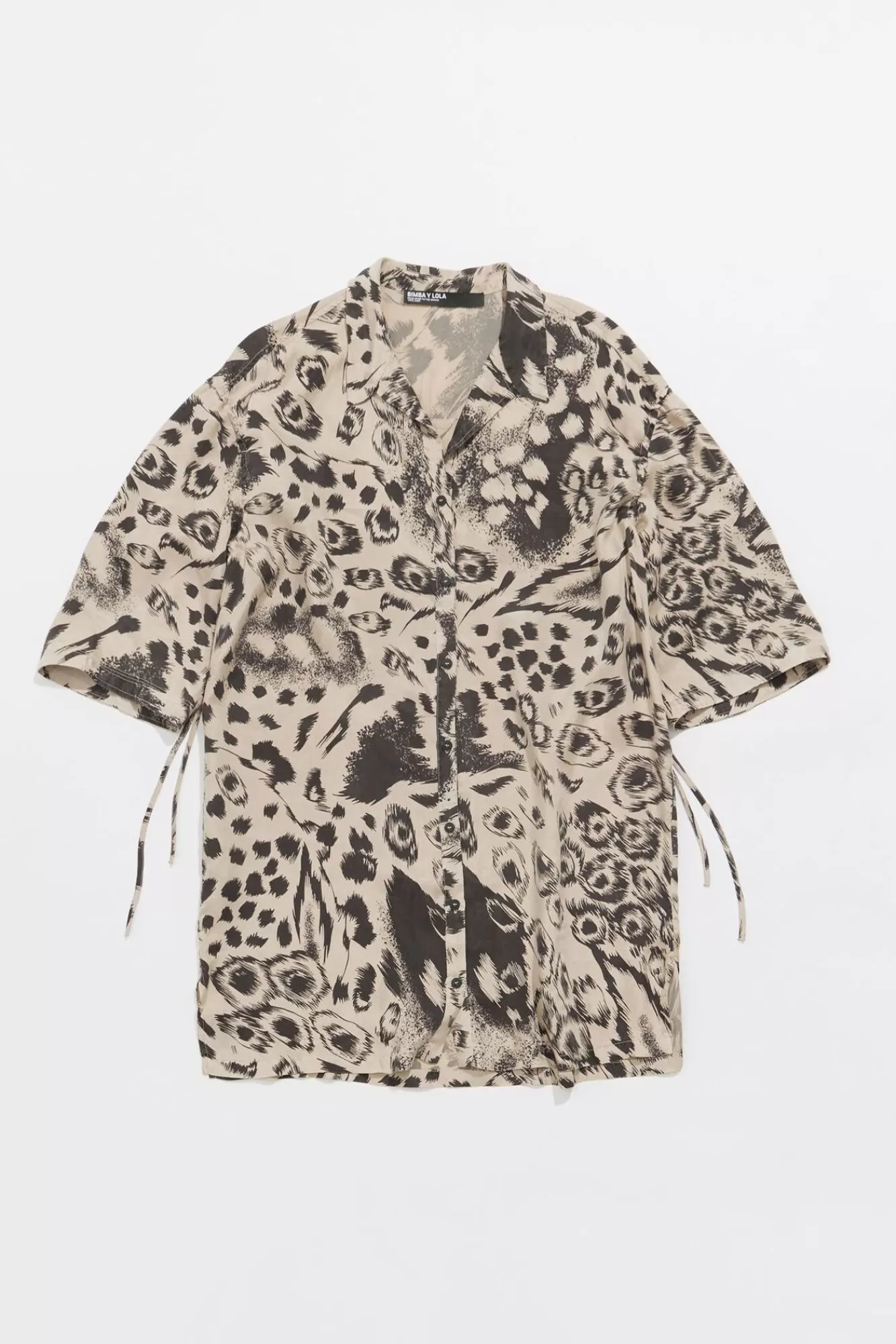 BIMBA Y LOLA Camisa Oversize Fluida Animal Mix Camel Discount