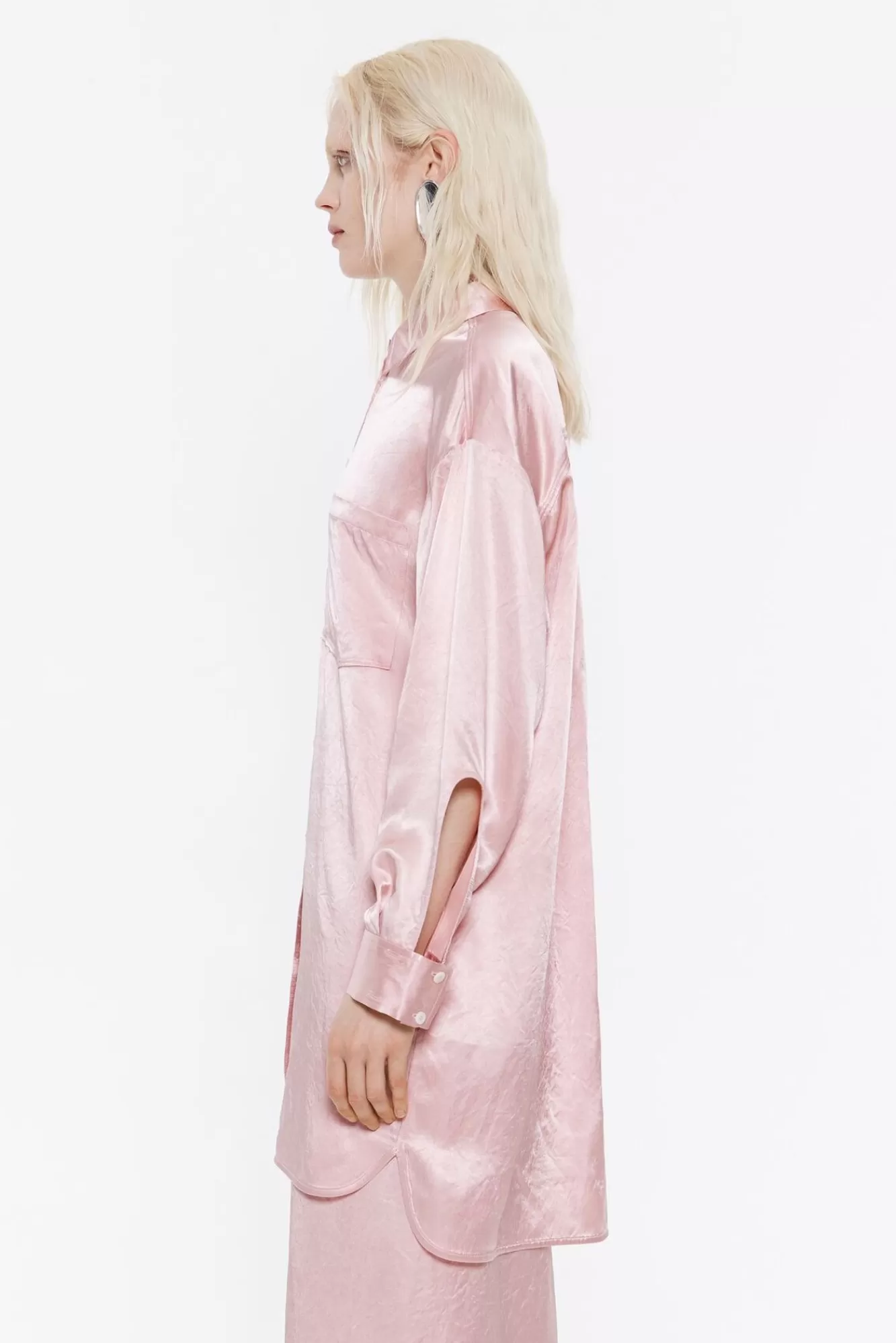 BIMBA Y LOLA Camisa Oversize Saten Rosa Cheap