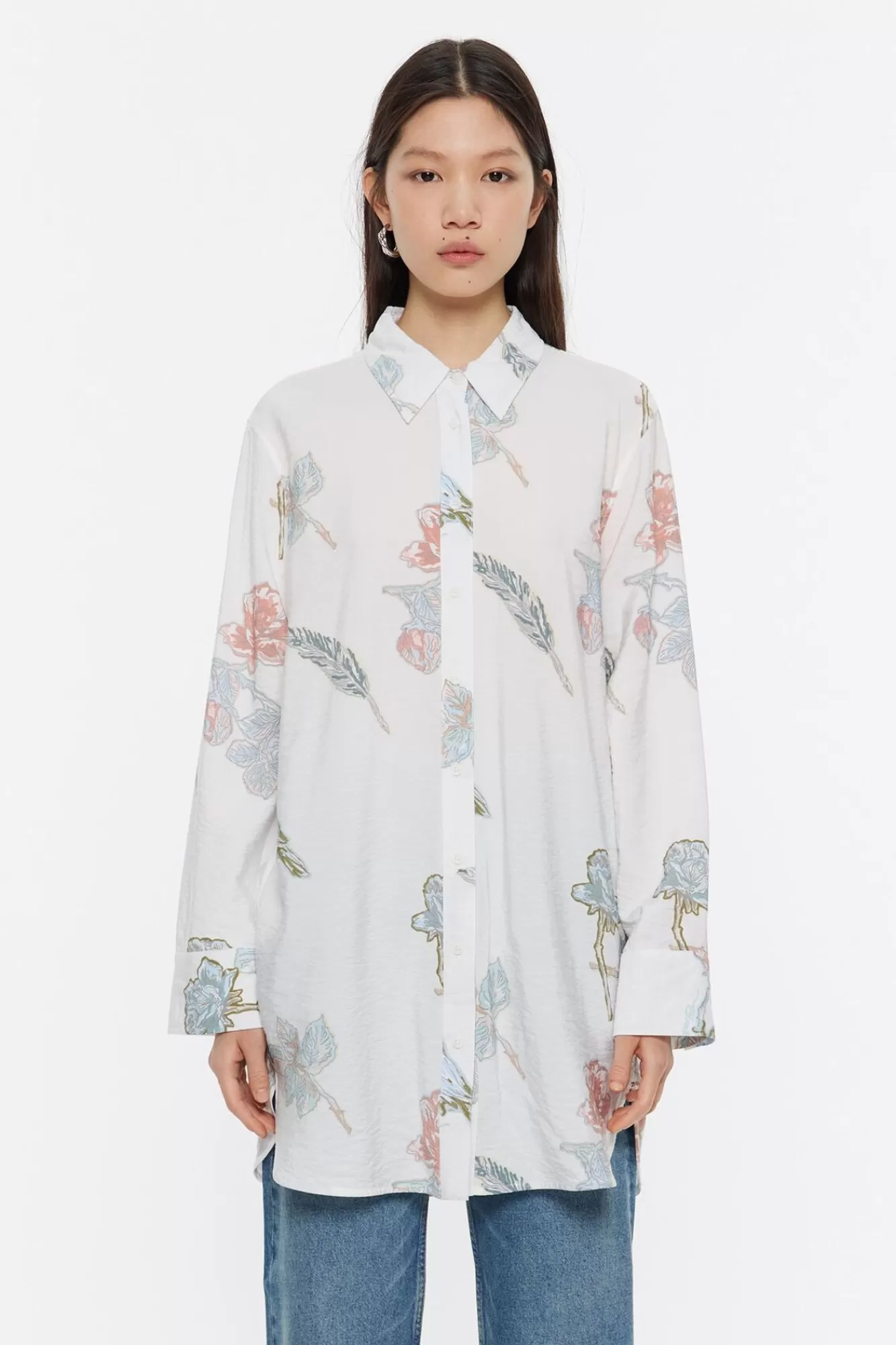 BIMBA Y LOLA Camisa Recta Birds Marfil Cheap