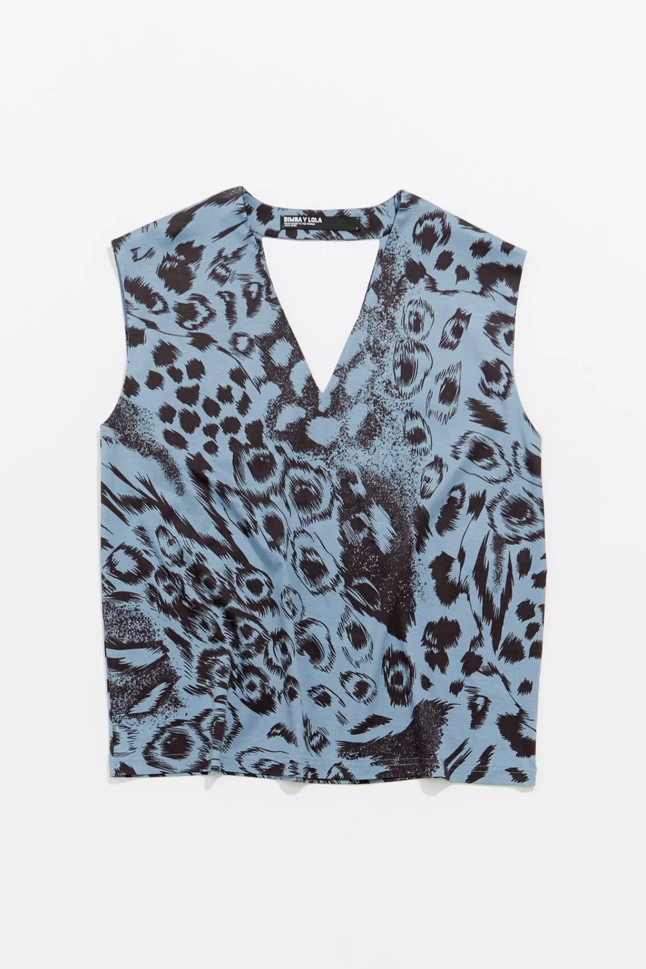 BIMBA Y LOLA Camiseta Recta Algodon Animal Mix Azul Best