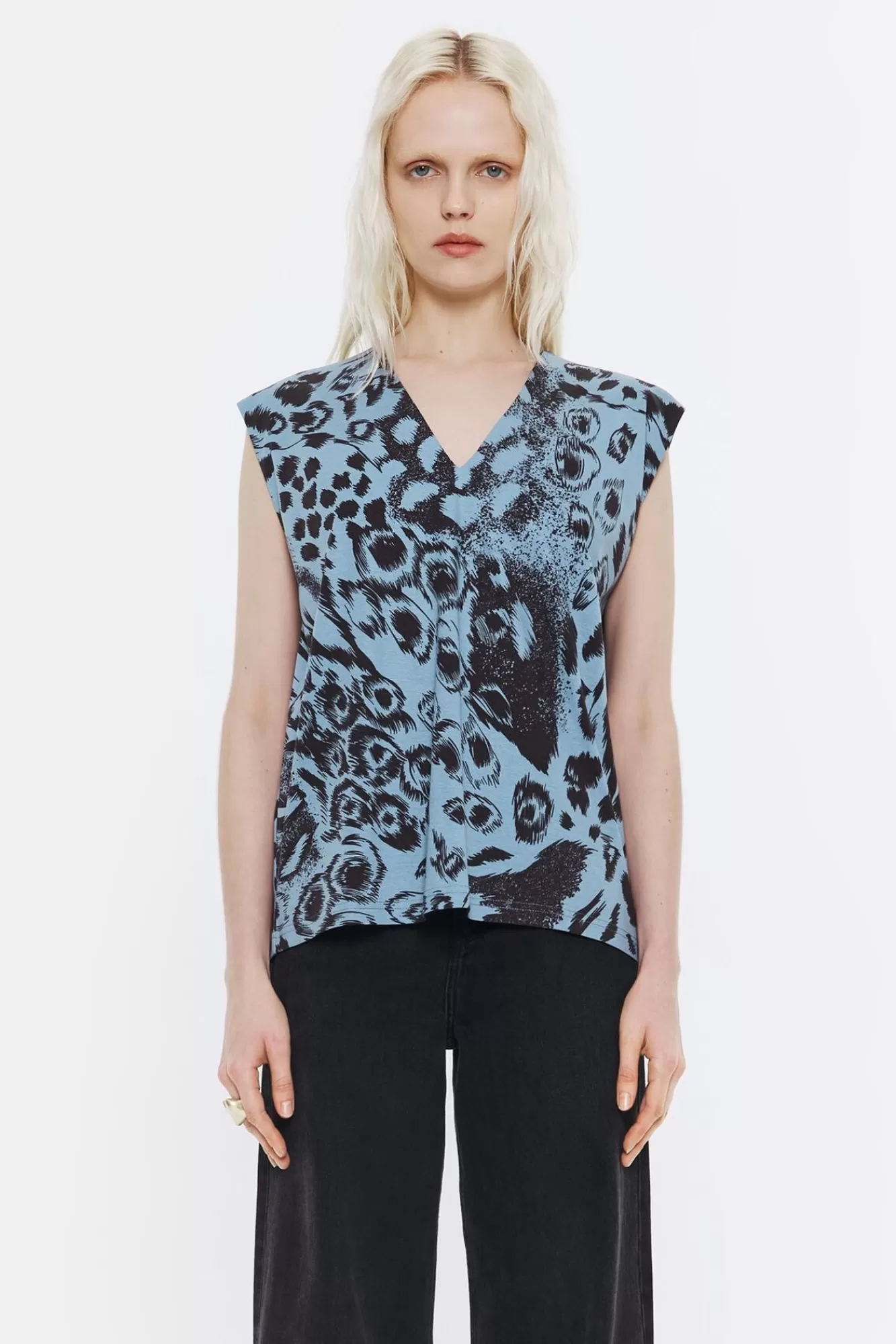 BIMBA Y LOLA Camiseta Recta Algodon Animal Mix Azul Store