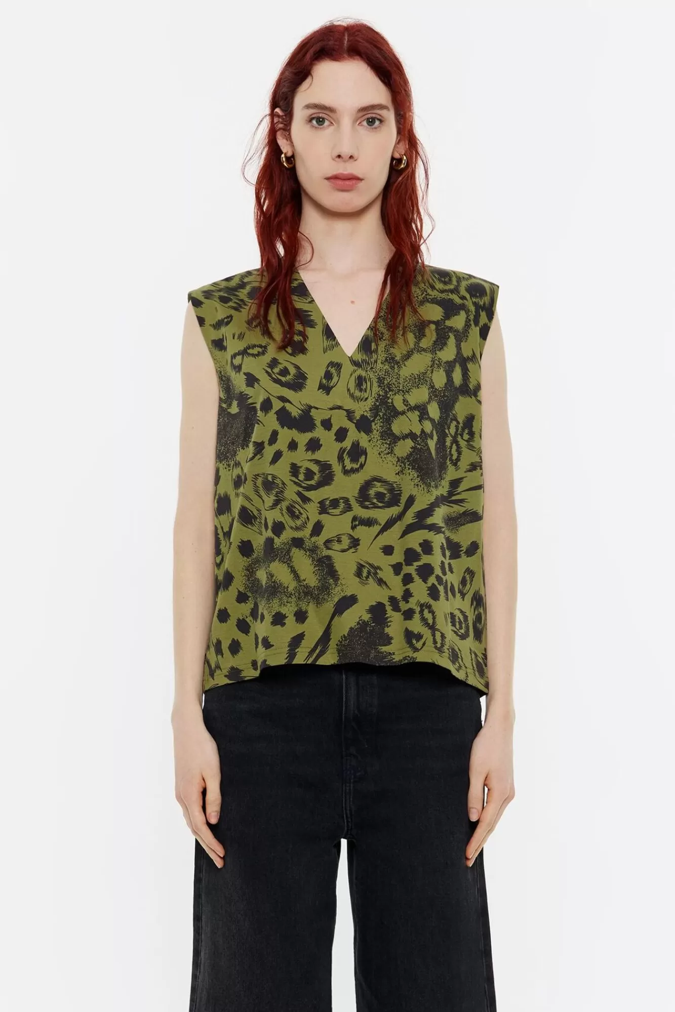 BIMBA Y LOLA Camiseta Recta Animal Mix Verde Cheap