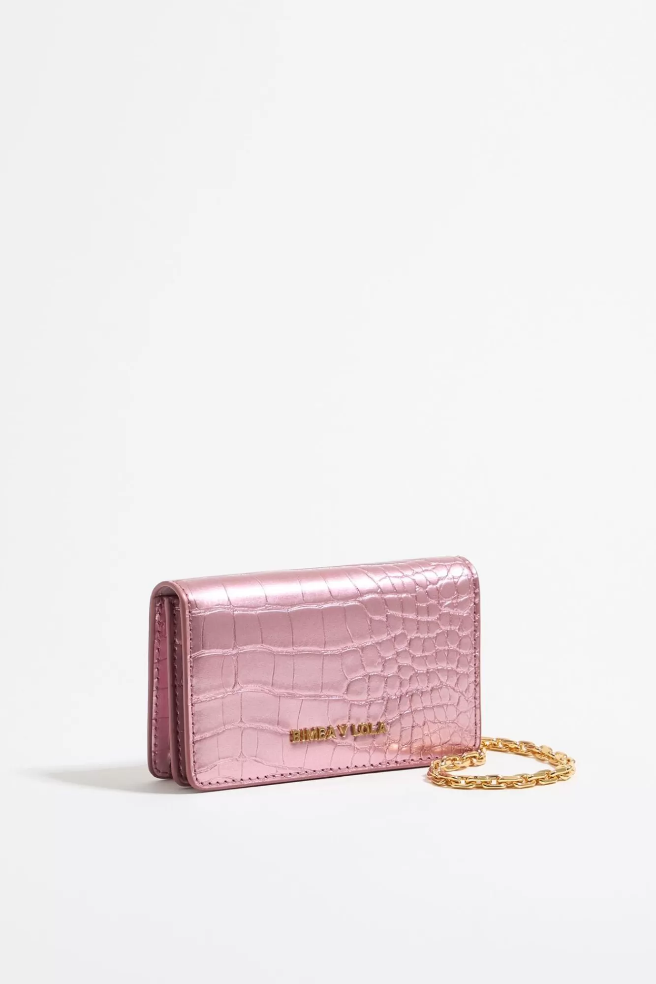 BIMBA Y LOLA Cartera Solapa Grabado Cocodrilo Rosa Claro Best Sale