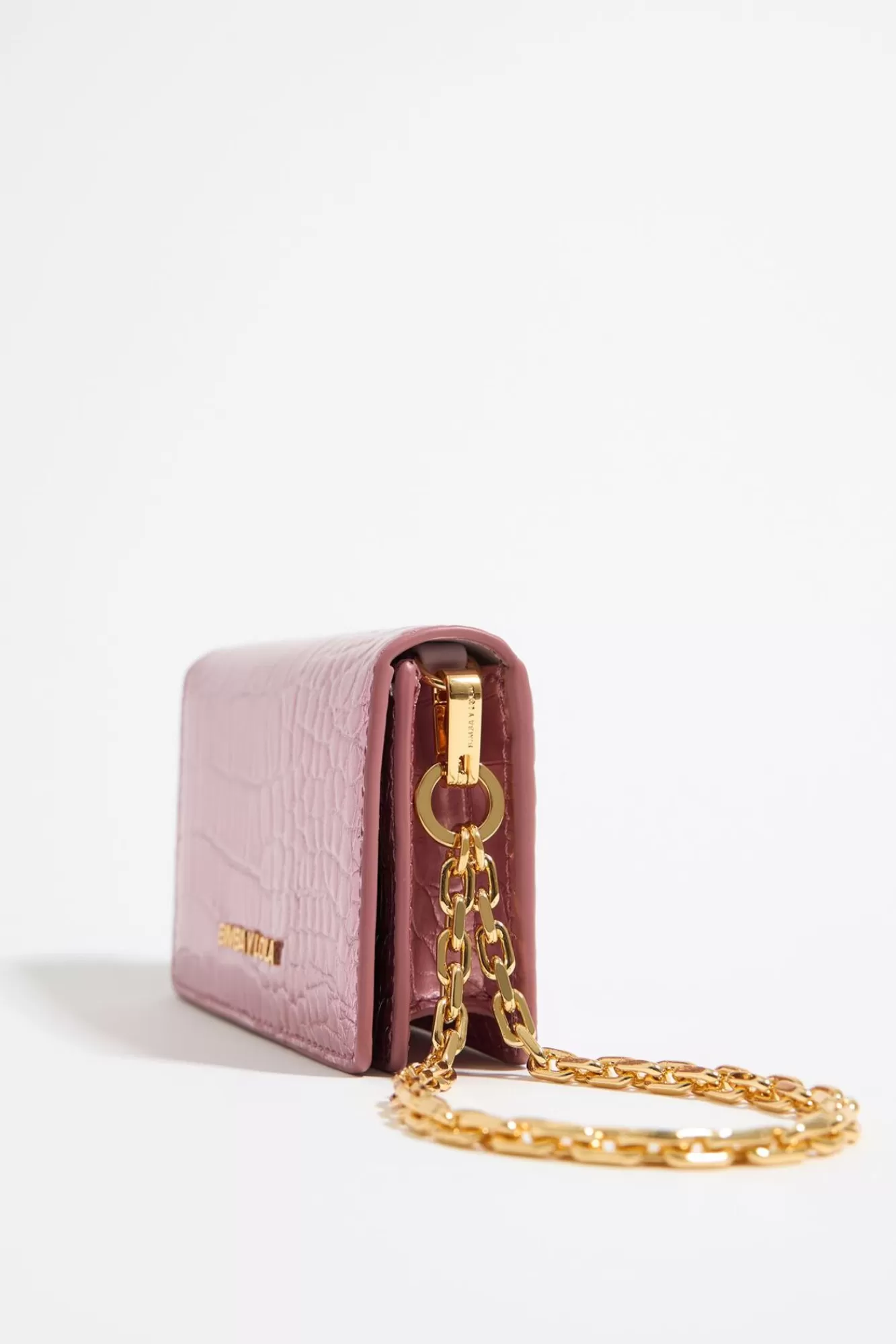 BIMBA Y LOLA Cartera Solapa Grabado Cocodrilo Rosa Claro Best Sale