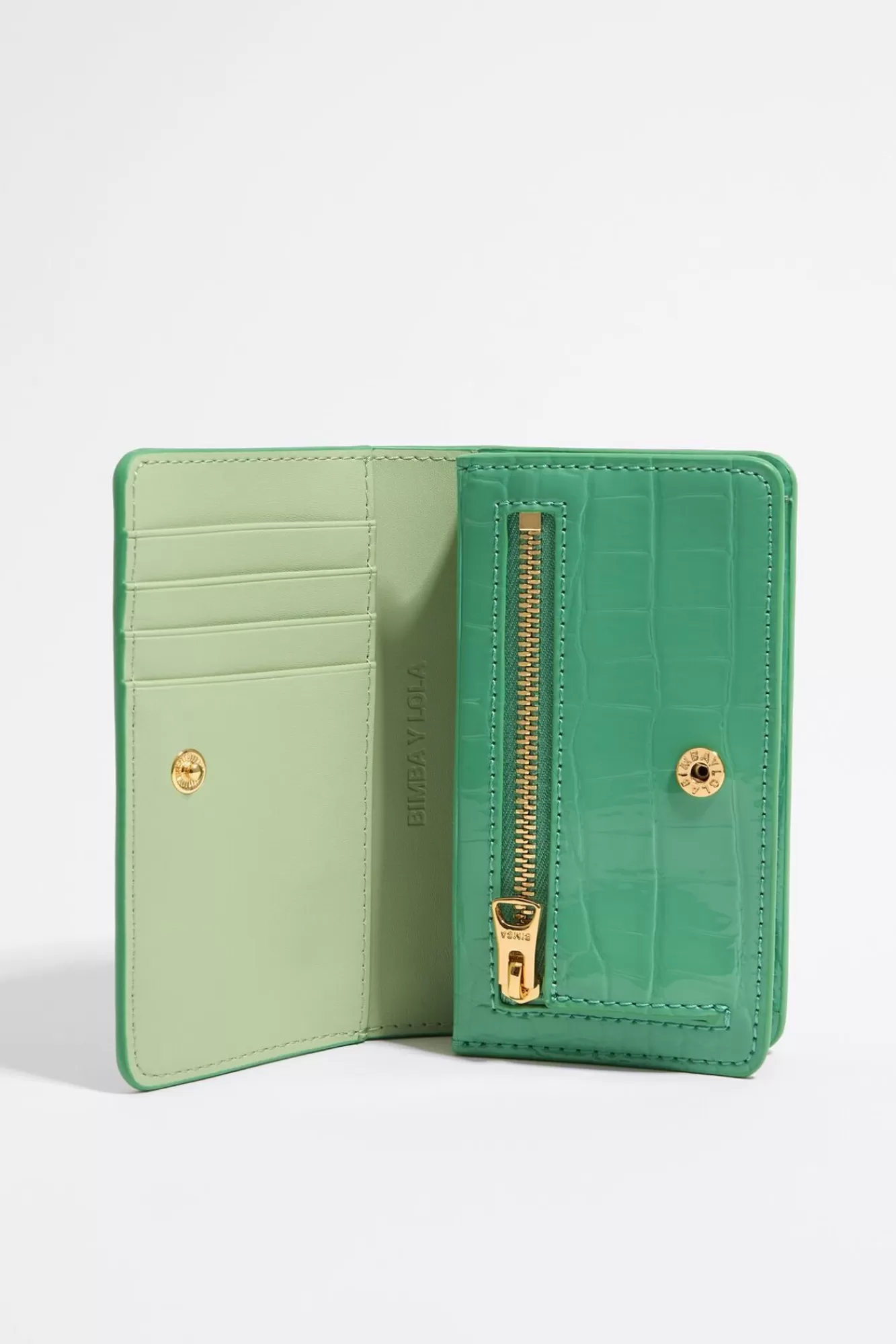 BIMBA Y LOLA Cartera Solapa Grabado Cocodrilo Verde Flash Sale