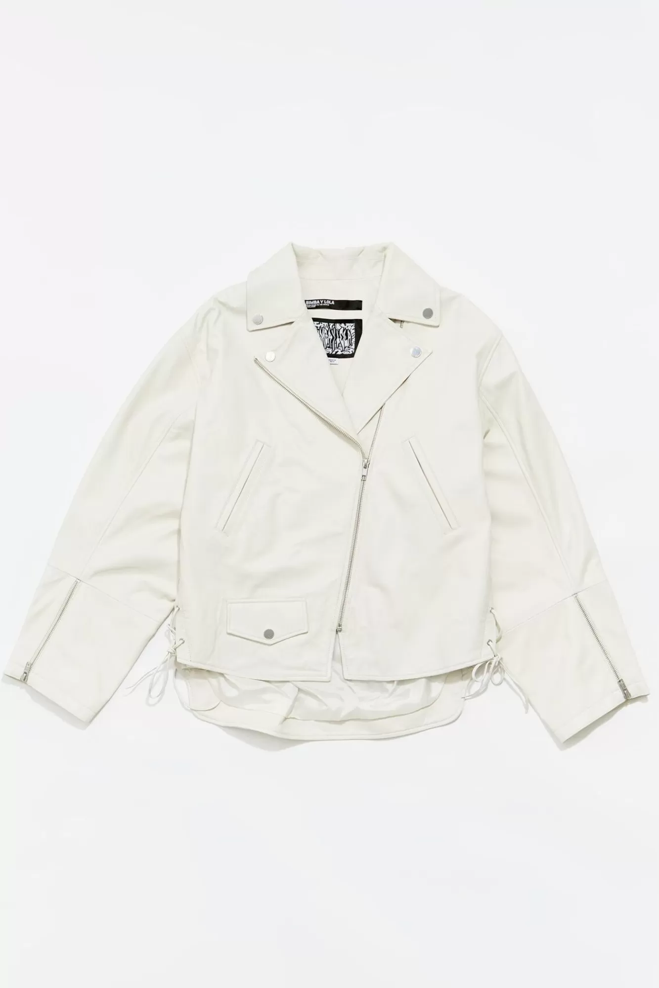 BIMBA Y LOLA Cazadora Biker Piel Gris Hielo Online