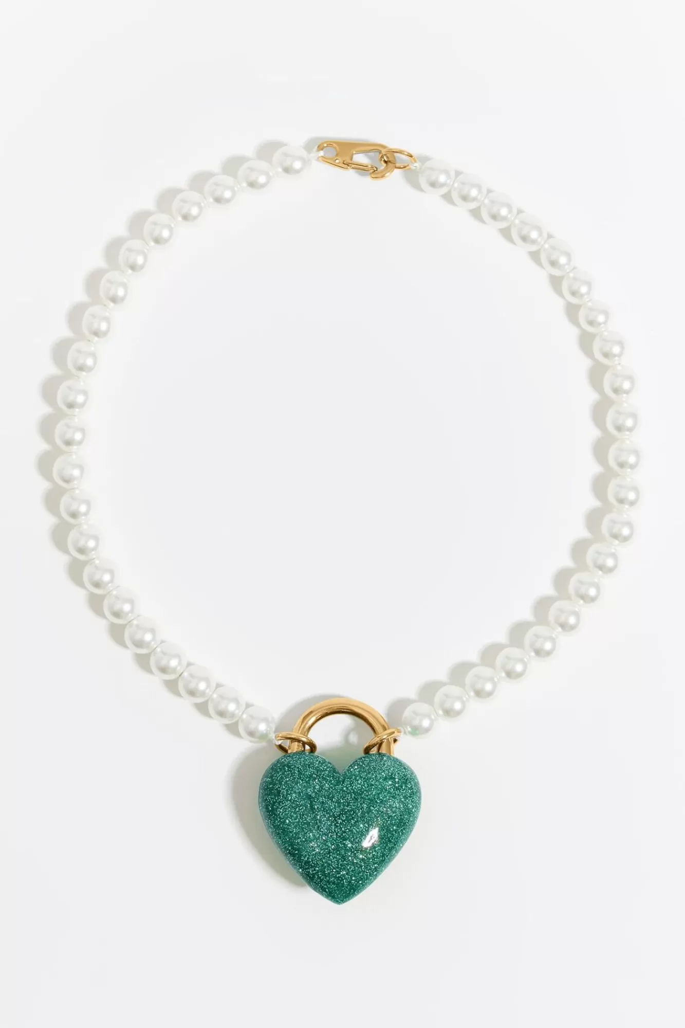 BIMBA Y LOLA Collar Perlas Y Corazon Glitter Turquesa Hot