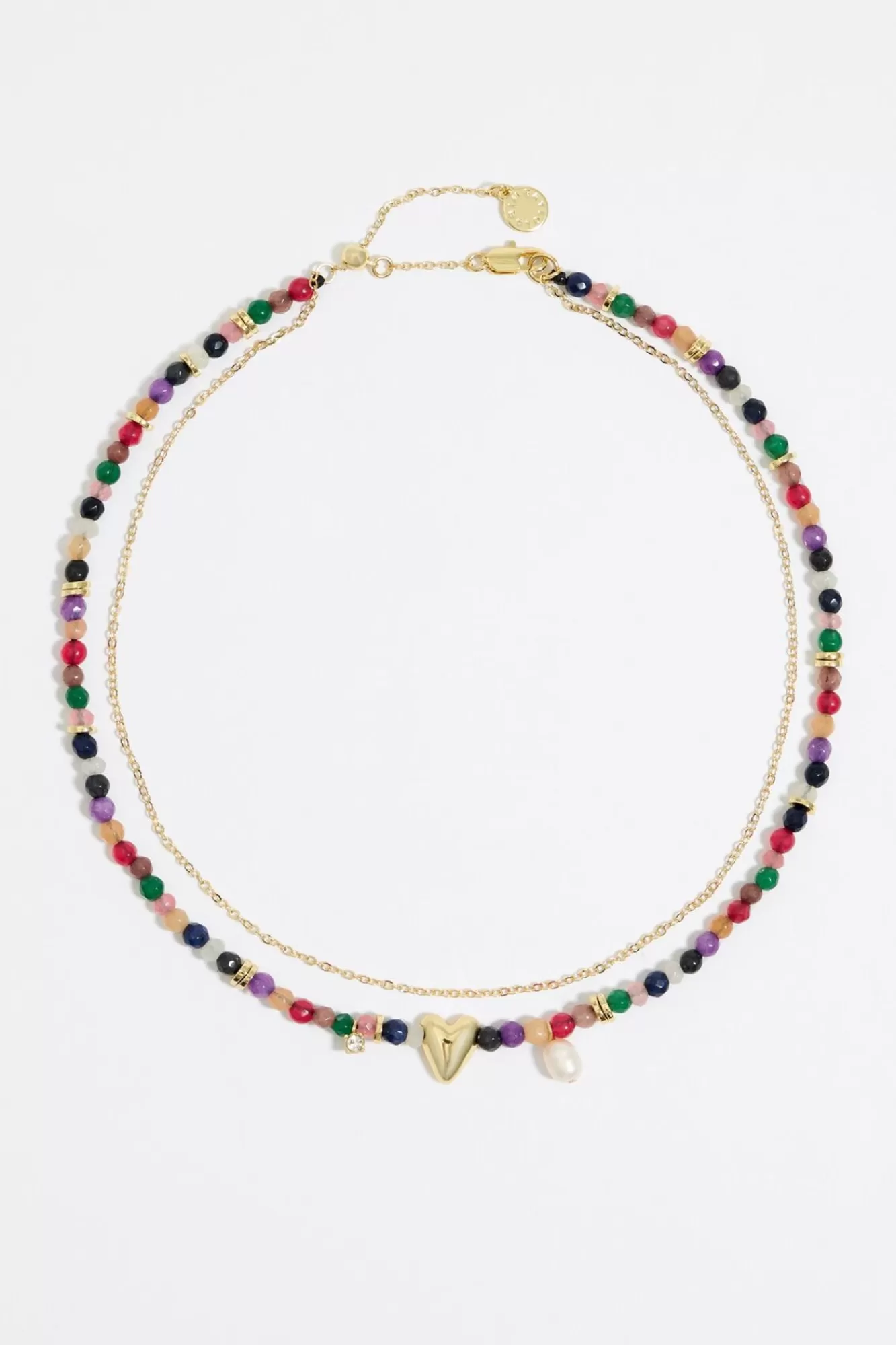 BIMBA Y LOLA Collar Piedras Y Corazon Dorado New