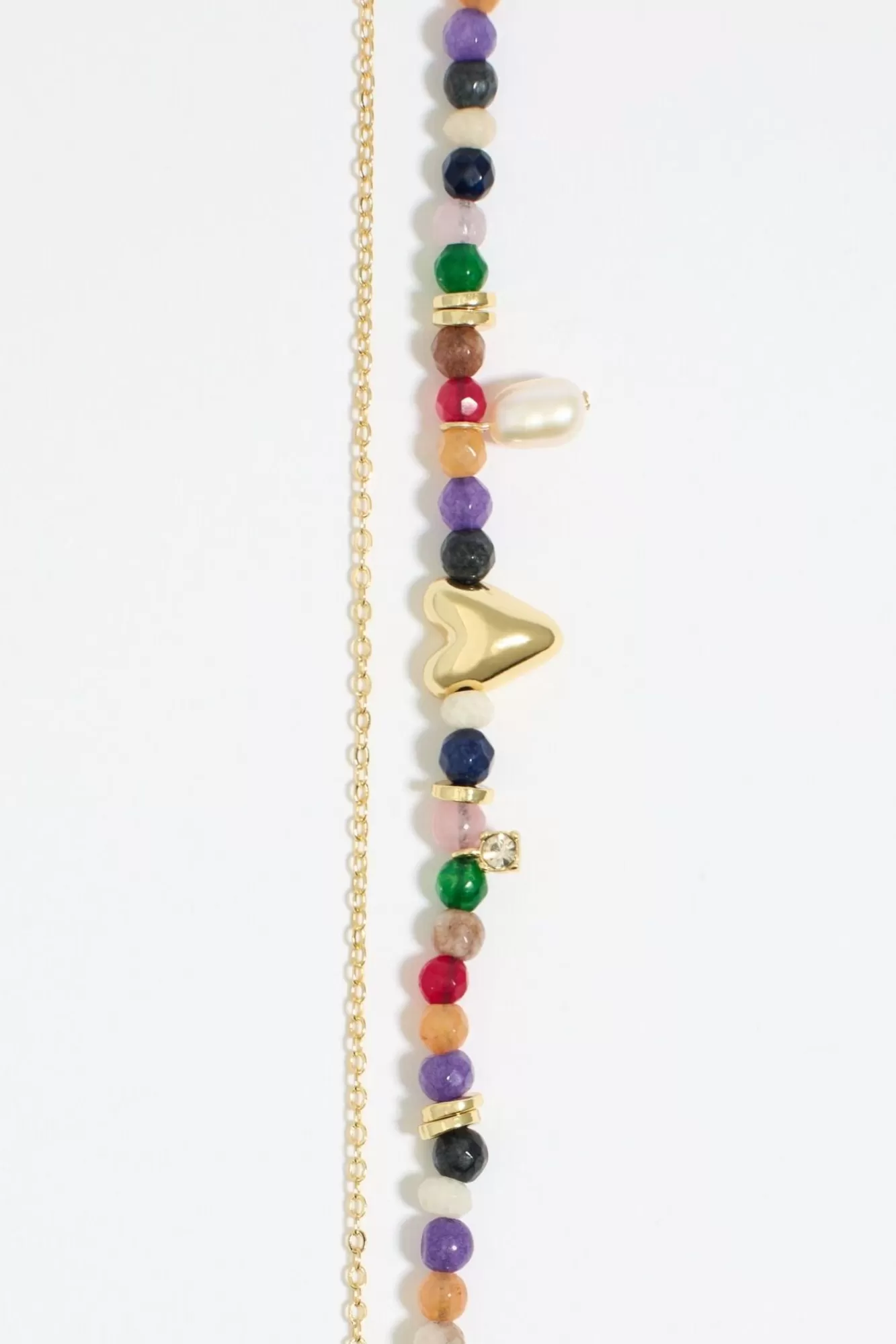 BIMBA Y LOLA Collar Piedras Y Corazon Dorado New