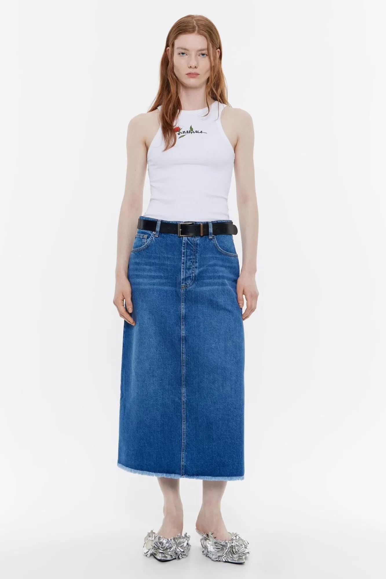 BIMBA Y LOLA Falda Midi Denim Azul Cheap