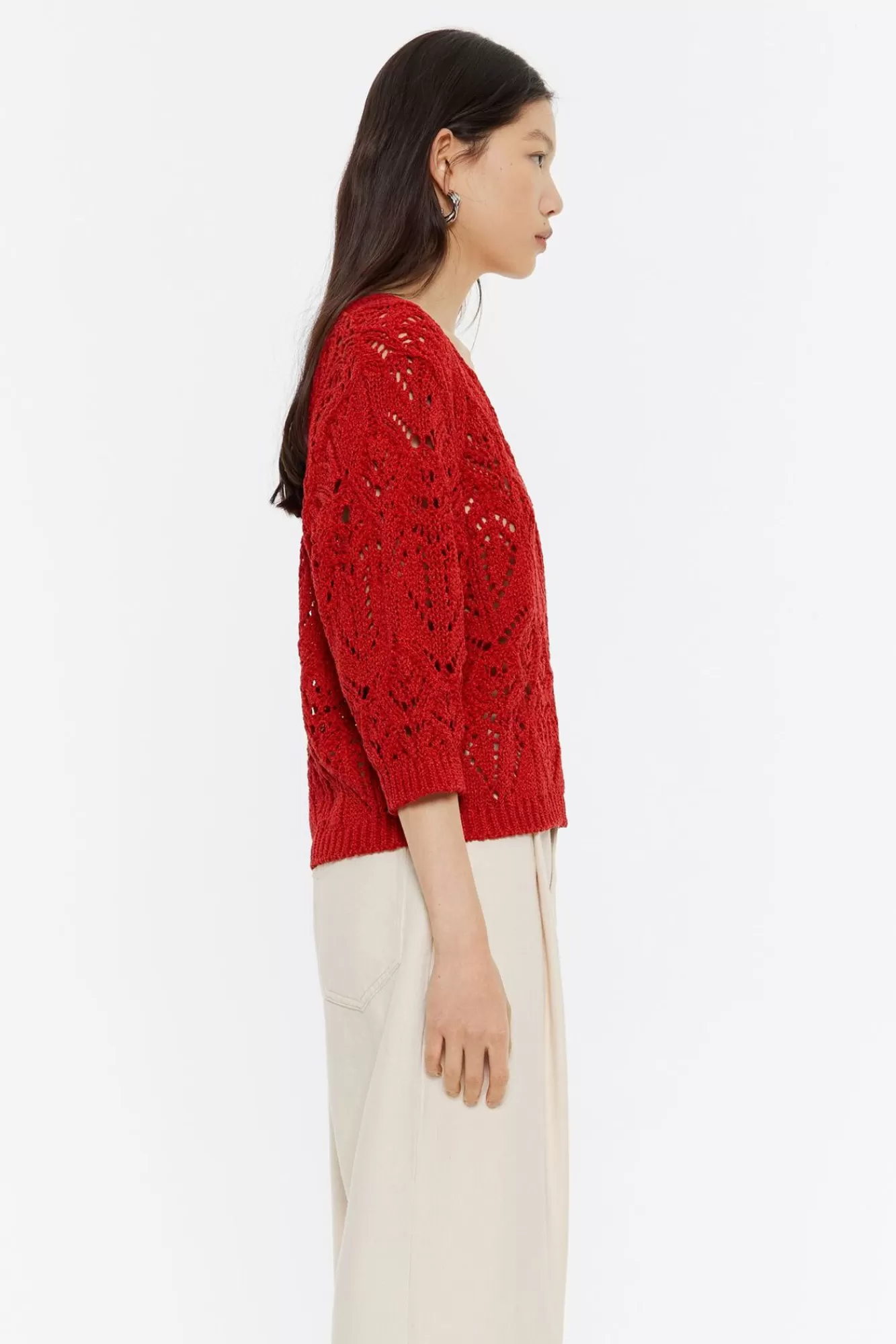 BIMBA Y LOLA Jersey Recto Punto Calado Rojo Store