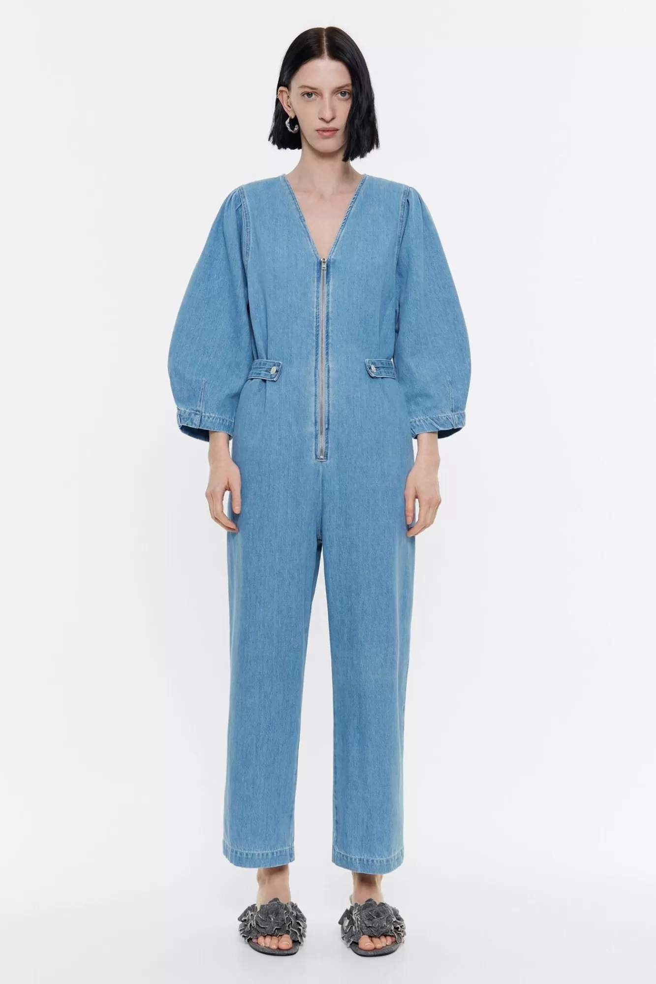 BIMBA Y LOLA Mono Denim Mangas Abullonadas Azul Fashion