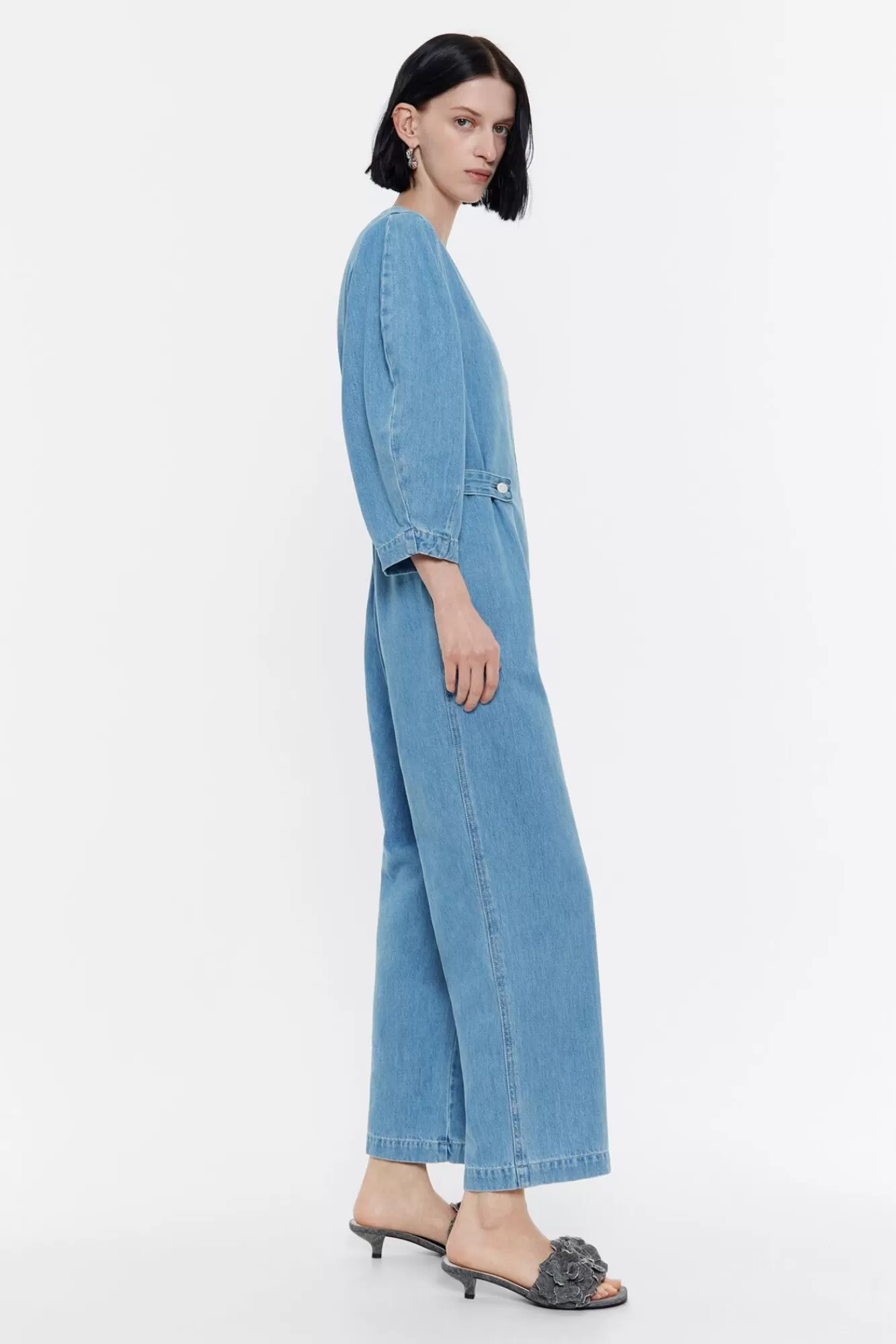 BIMBA Y LOLA Mono Denim Mangas Abullonadas Azul Fashion