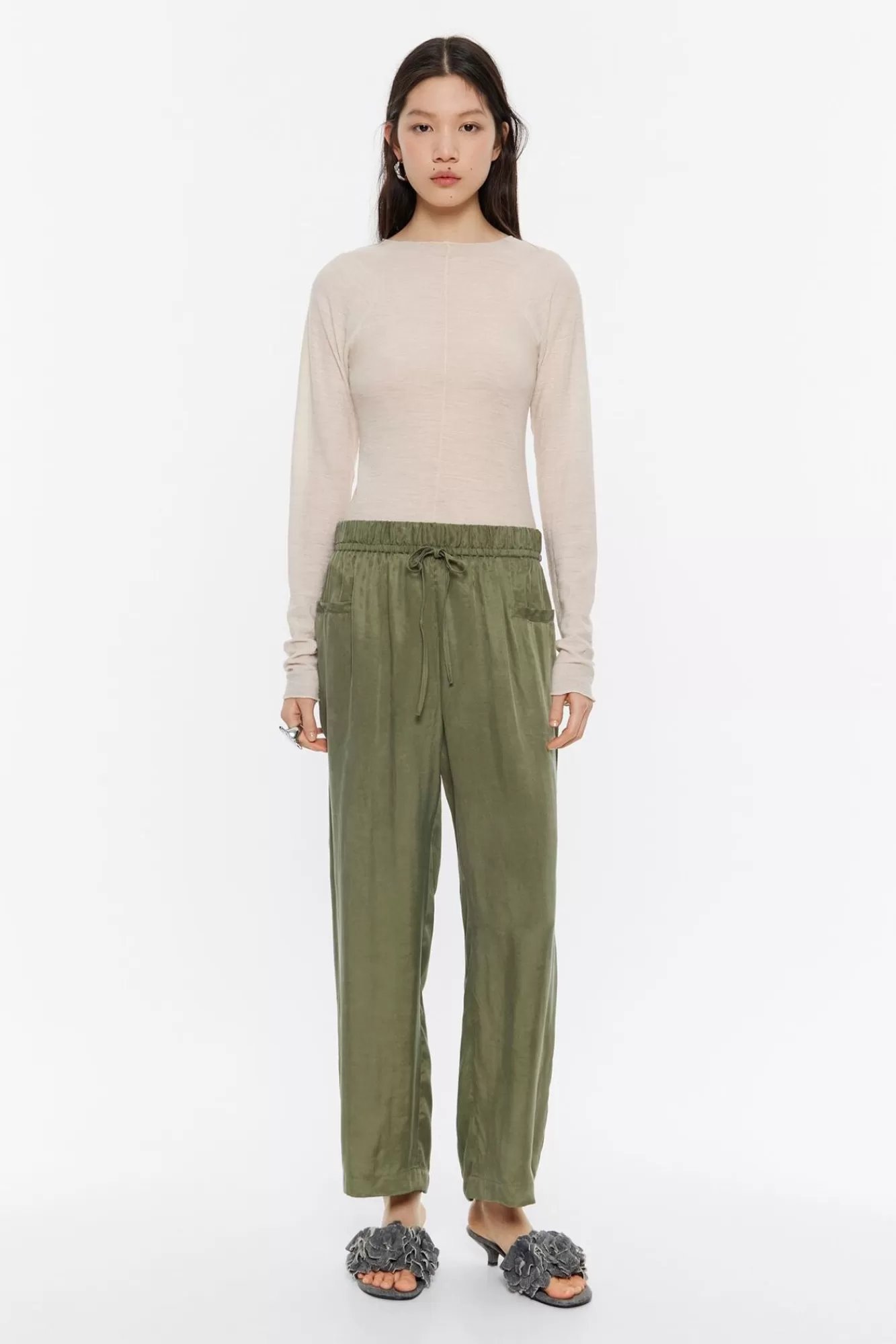 BIMBA Y LOLA Pantalon Jogger Tobillero Caqui Lavado Hot