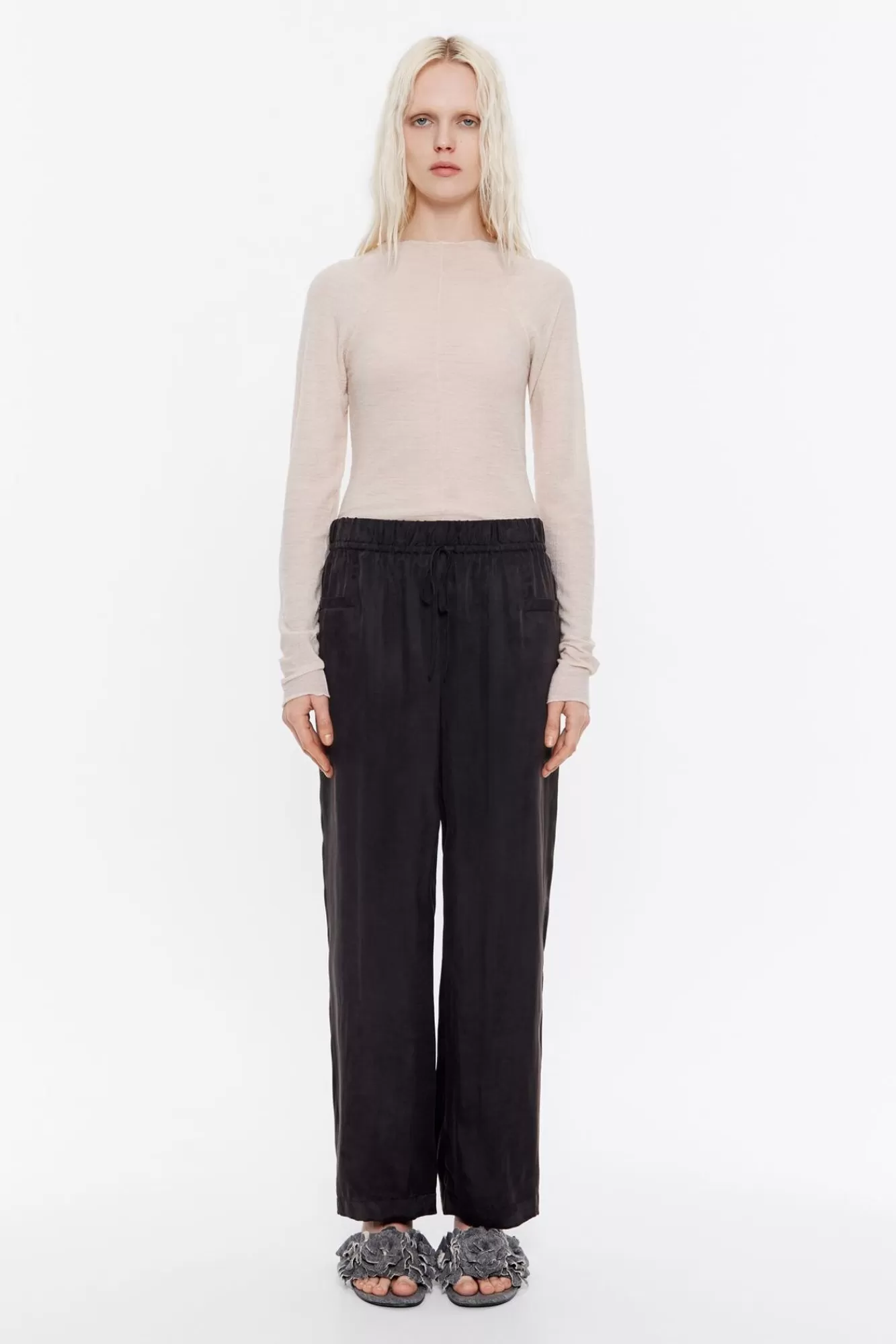 BIMBA Y LOLA Pantalon Jogger Tobillero Negro Lavado Flash Sale