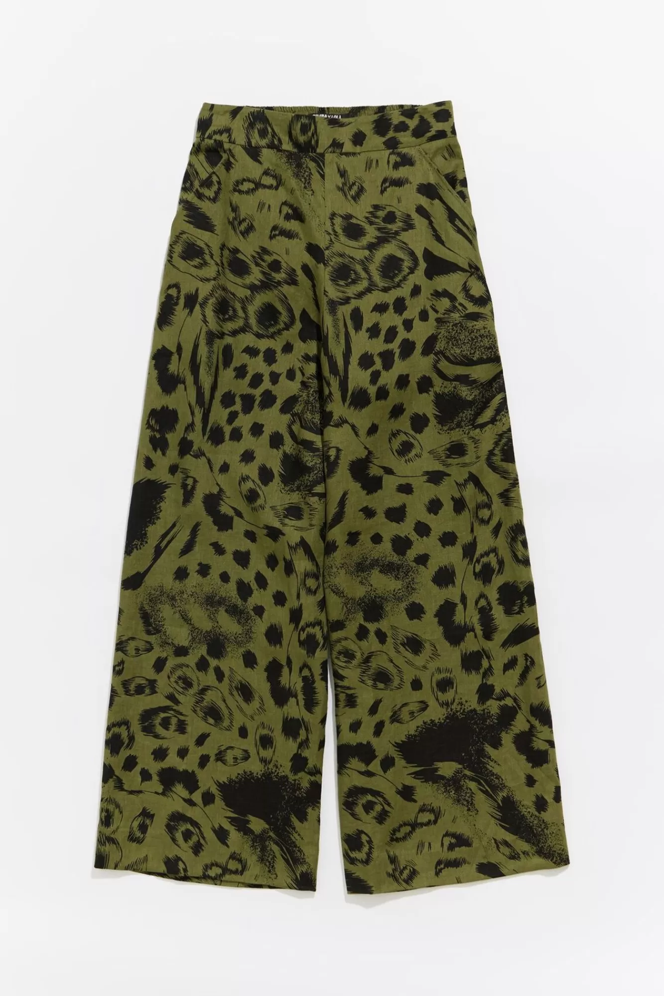 BIMBA Y LOLA Pantalon Lino Animal Mix Verde Flash Sale