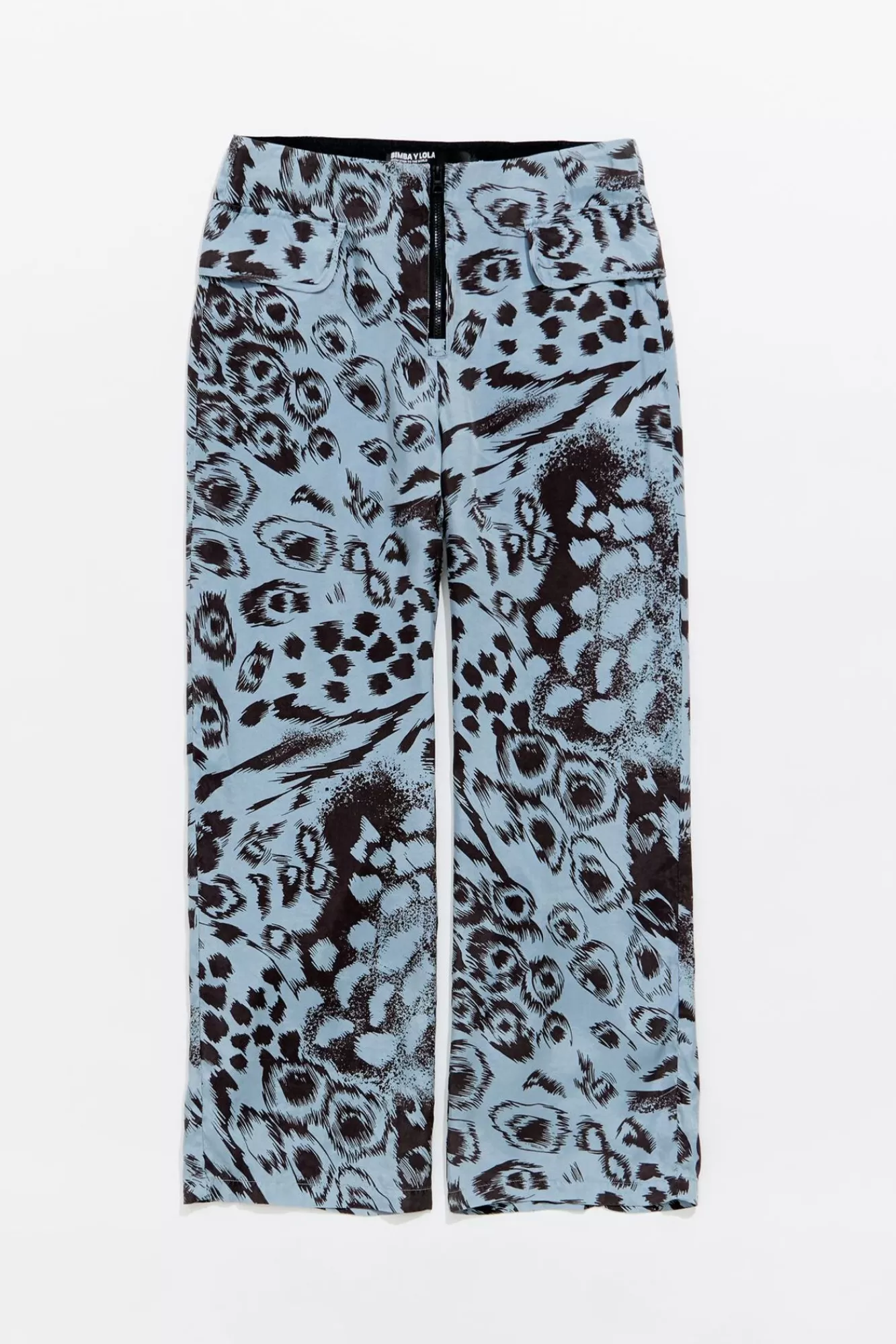 BIMBA Y LOLA Pantalon Recto Fluido Animal Mix Azul Flash Sale