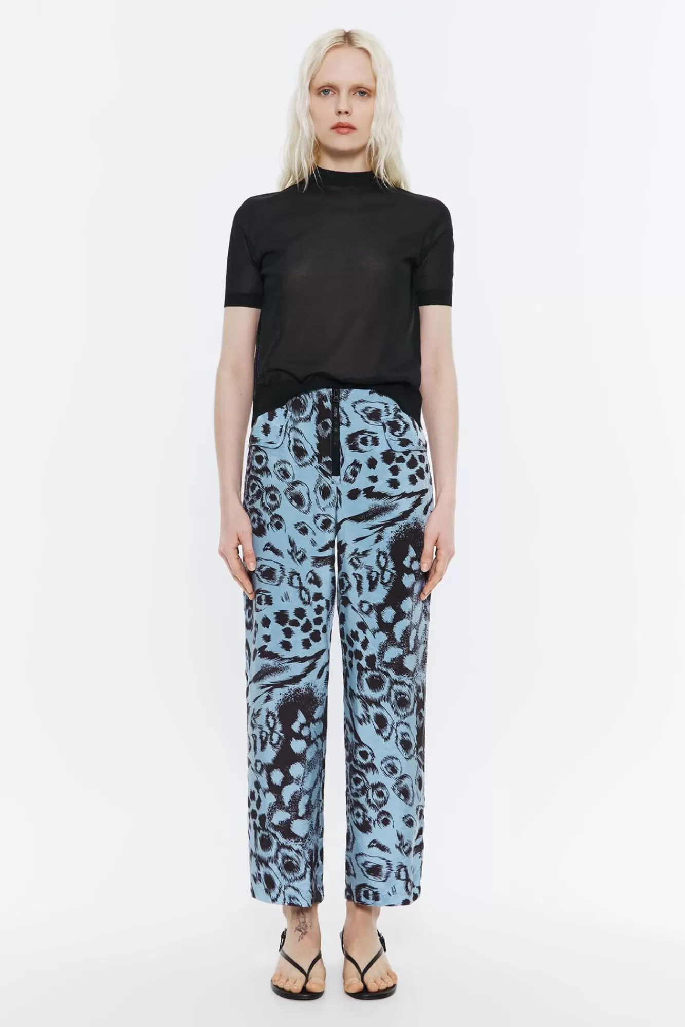 BIMBA Y LOLA Pantalon Recto Fluido Animal Mix Azul Clearance