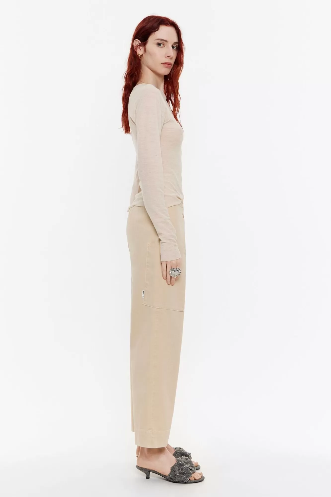 BIMBA Y LOLA Pantalon Recto Tobillero Beige Cheap