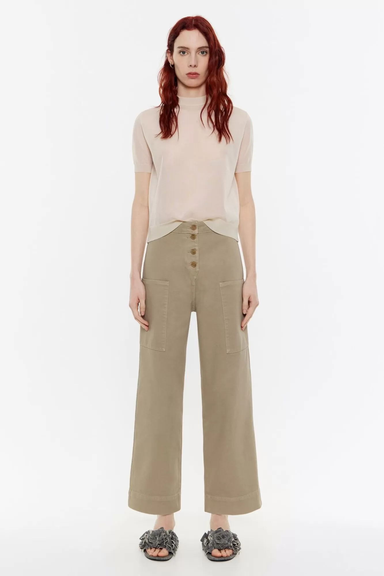 BIMBA Y LOLA Pantalon Recto Tobillero Caqui Shop