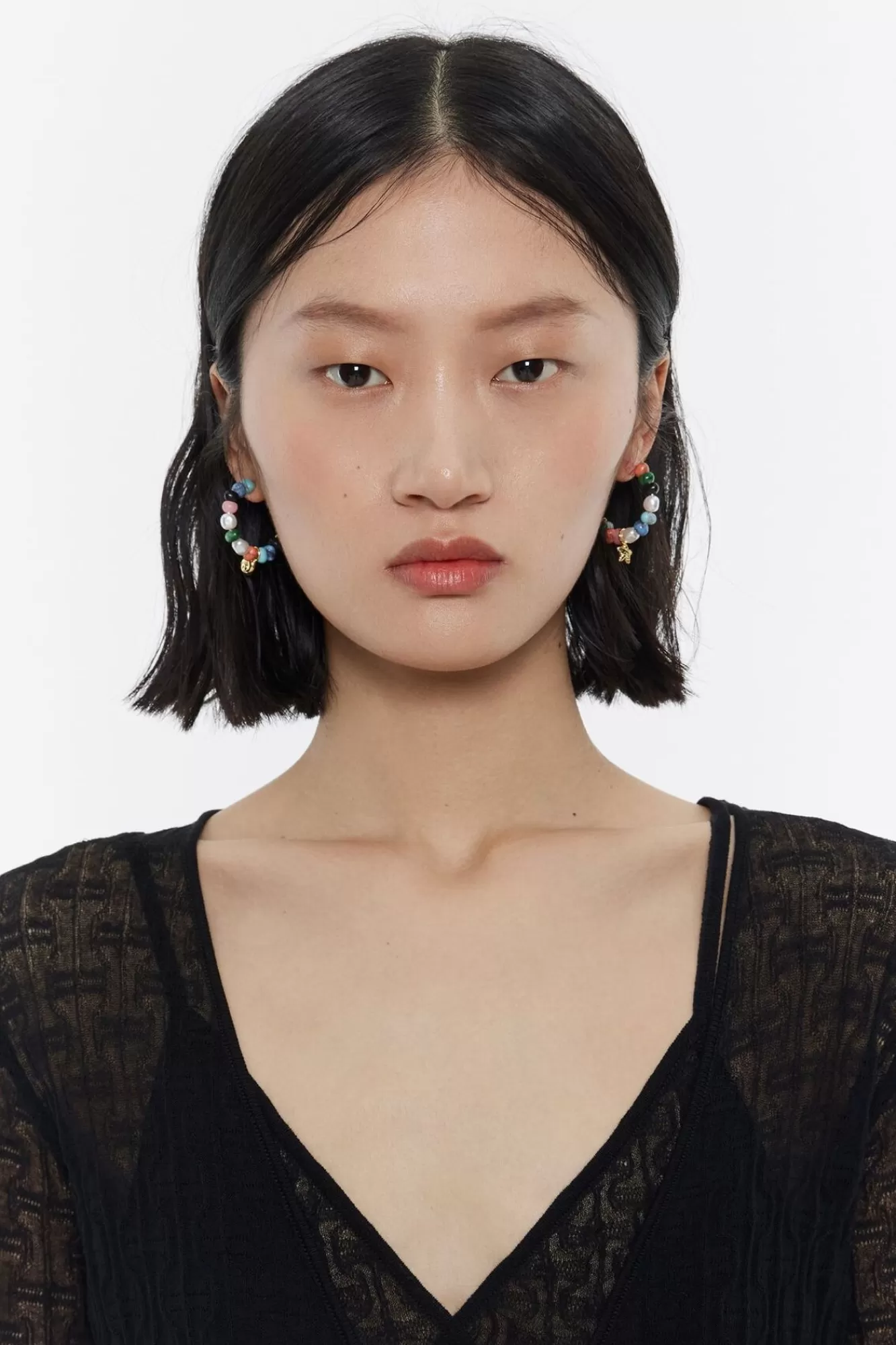 BIMBA Y LOLA Pendientes Aro Caracolas, Perlas Y Piedras Multicolores Cheap