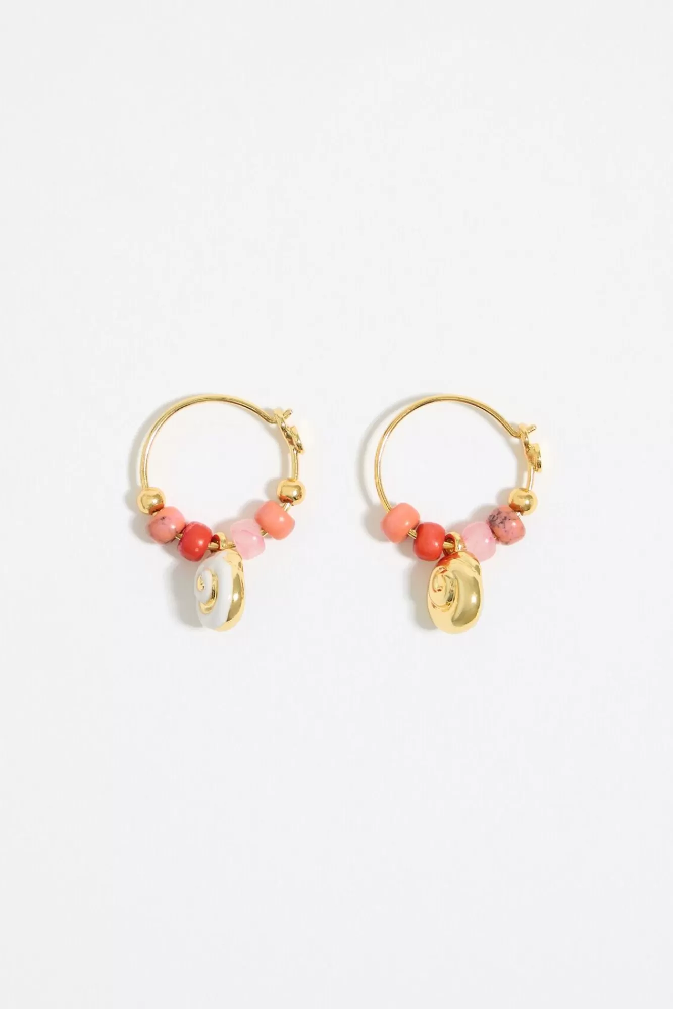 BIMBA Y LOLA Pendientes Aro Coral Y Caracola Dorada Fashion