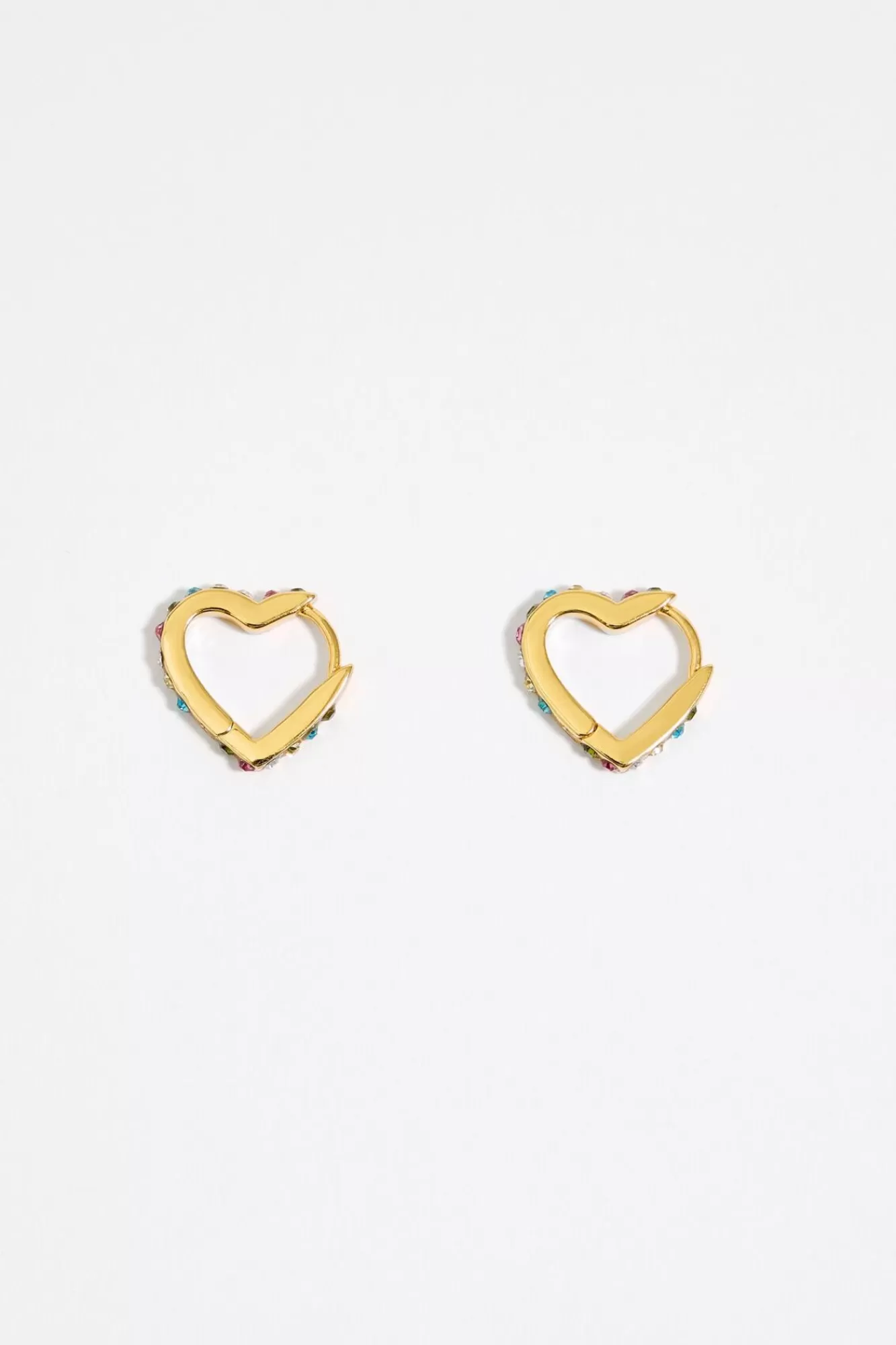 BIMBA Y LOLA Pendientes Aro Corazon Cristales Dorados Outlet