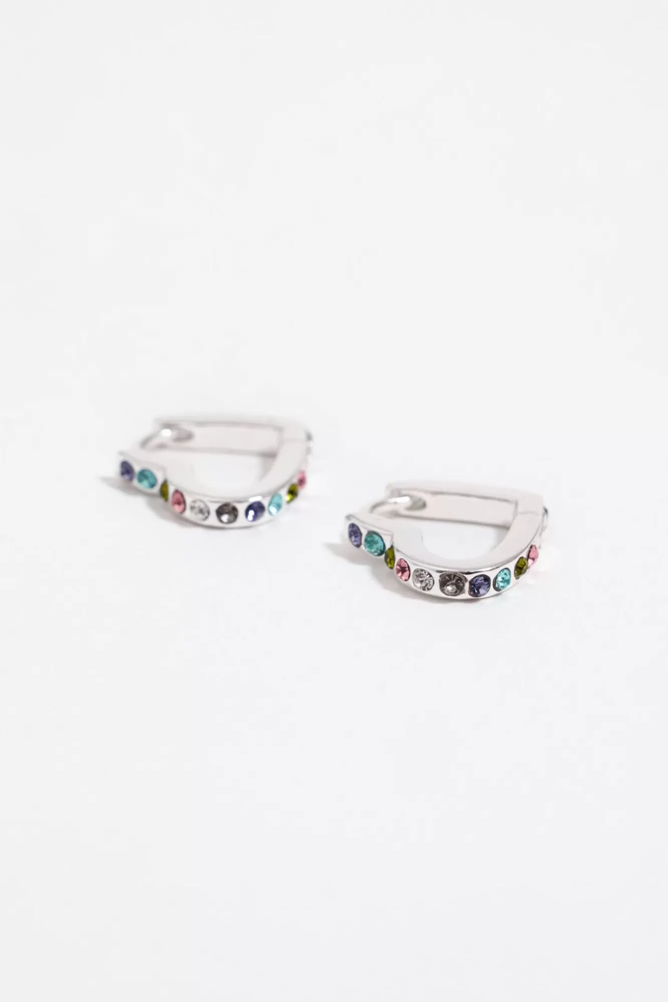 BIMBA Y LOLA Pendientes Aro Corazon Cristales Plateados Fashion