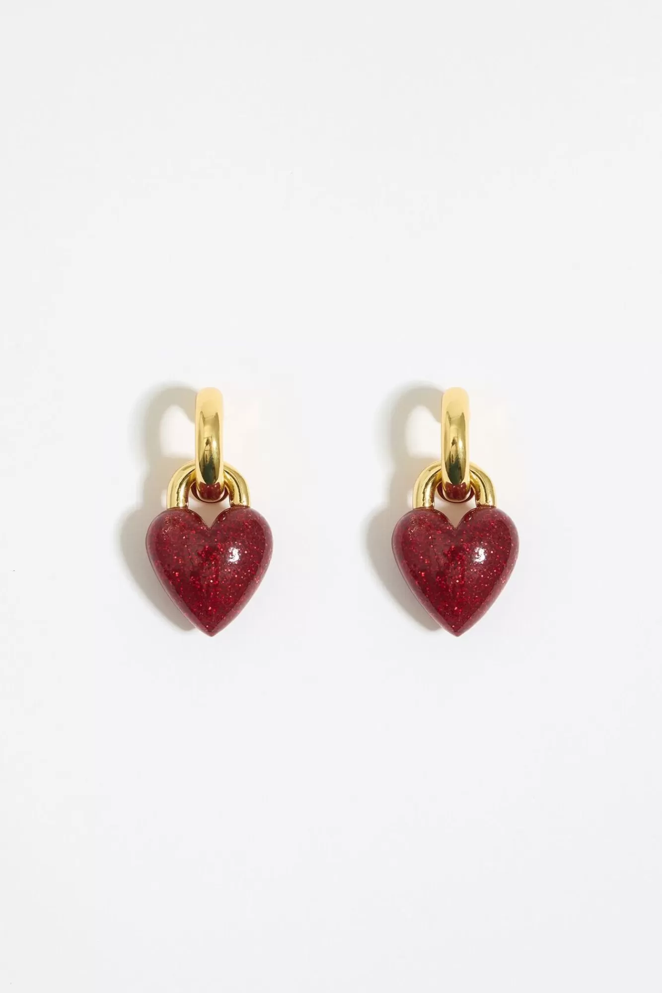 BIMBA Y LOLA Pendientes Aro Corazon Glitter Rojo Hot