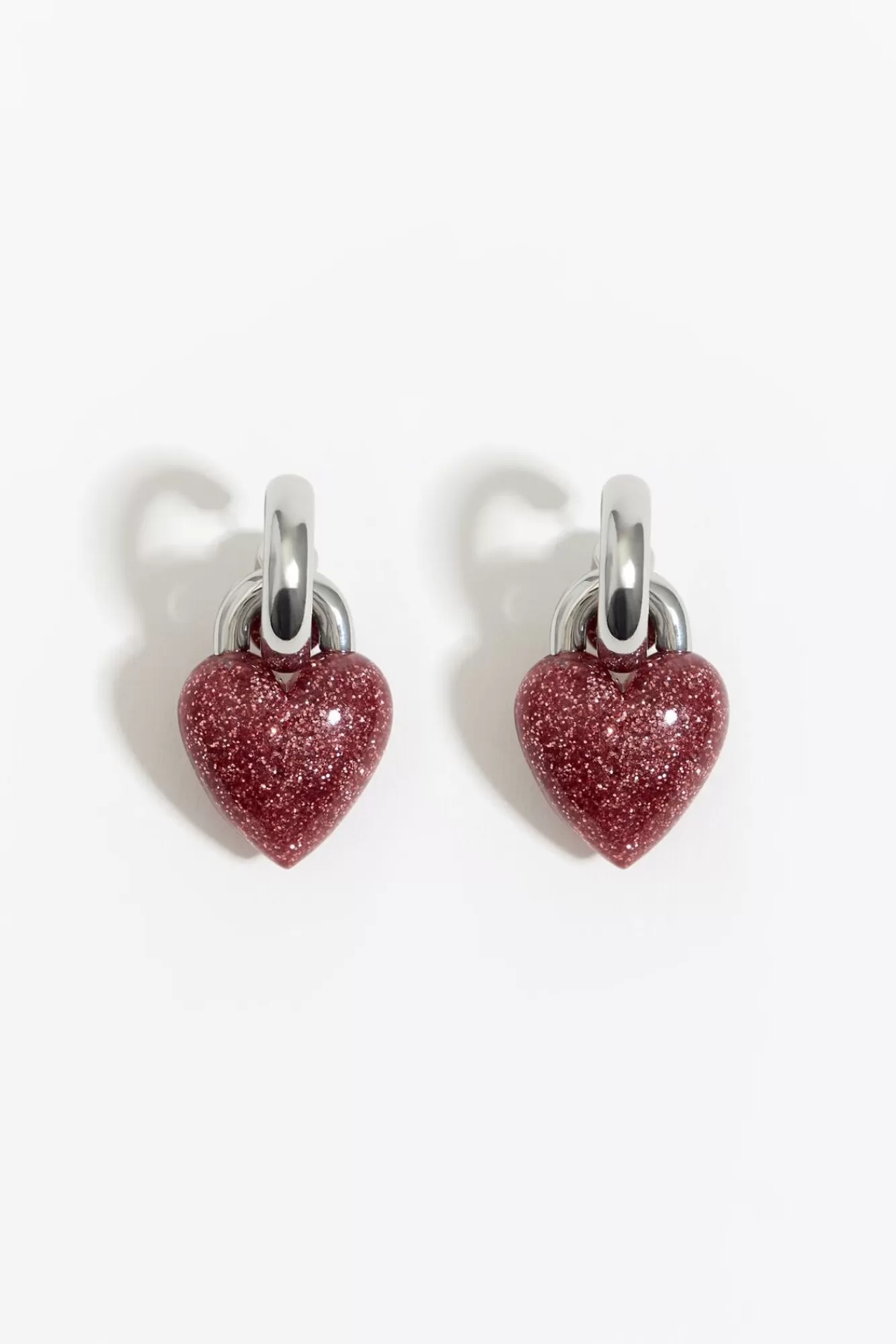 BIMBA Y LOLA Pendientes Aro Corazon Glitter Rosa Outlet