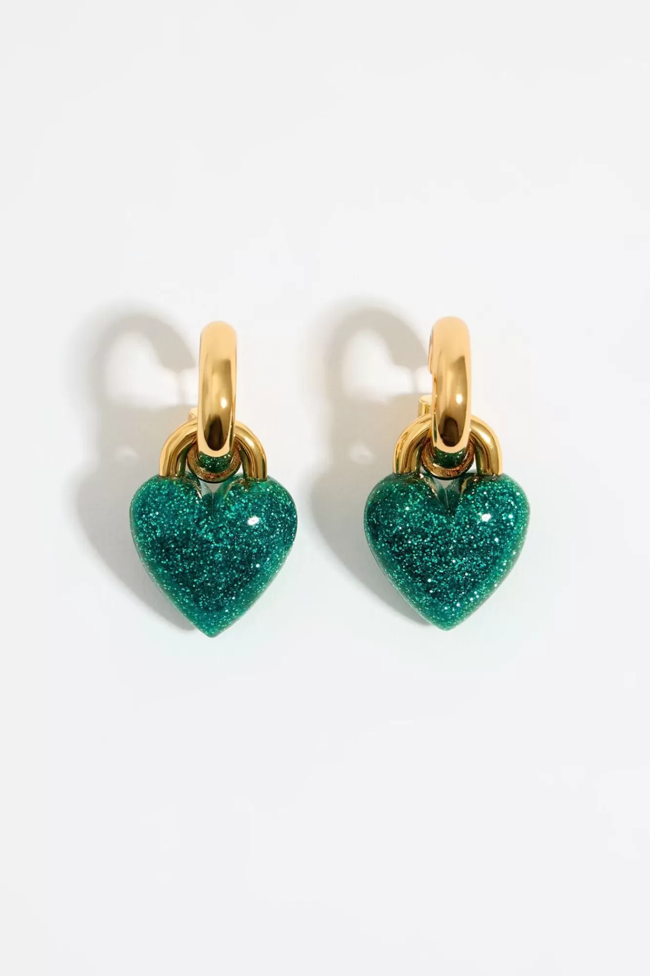 BIMBA Y LOLA Pendientes Aro Corazon Glitter Turquesa Flash Sale